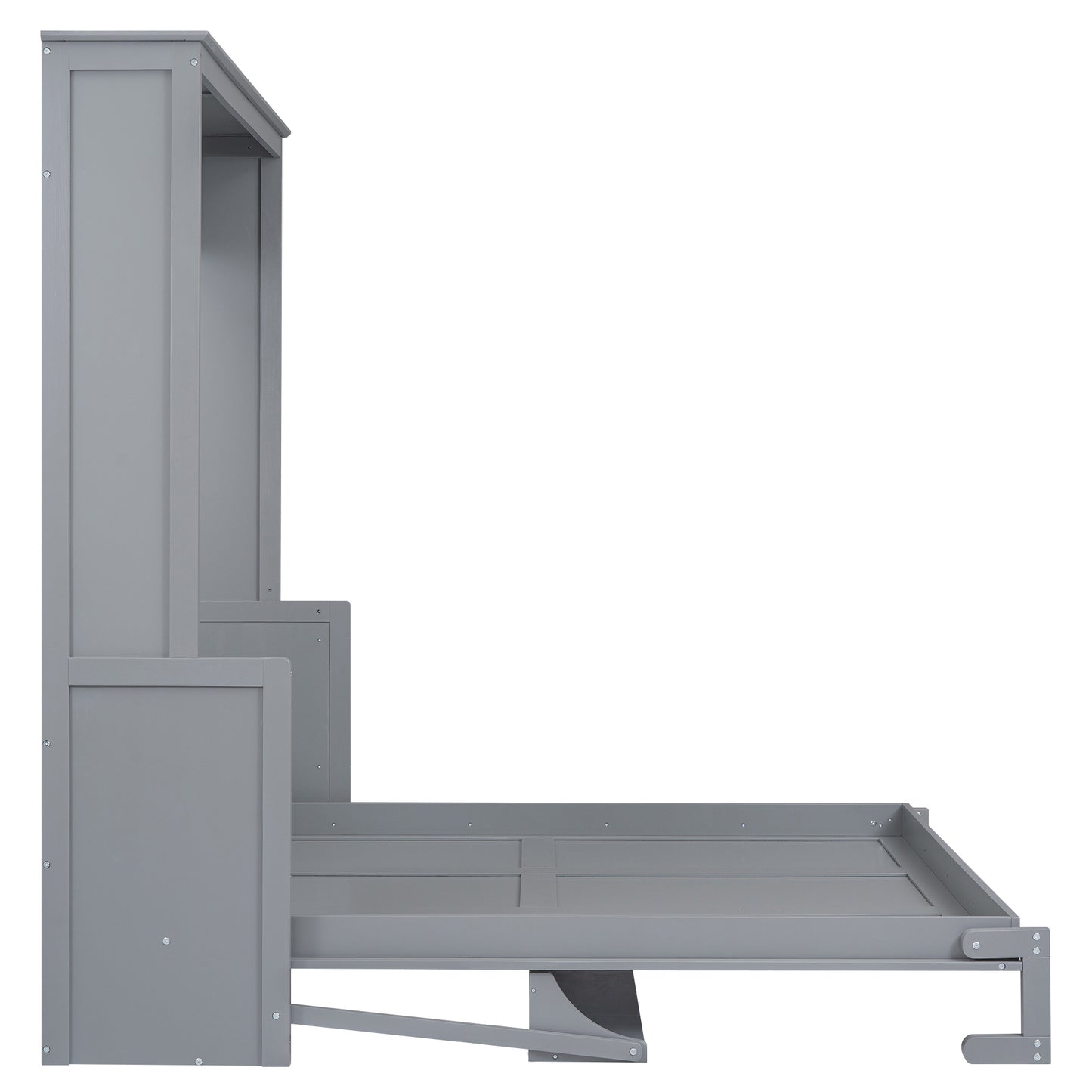 Queen Size Murphy Bed with a Shelf, Gray