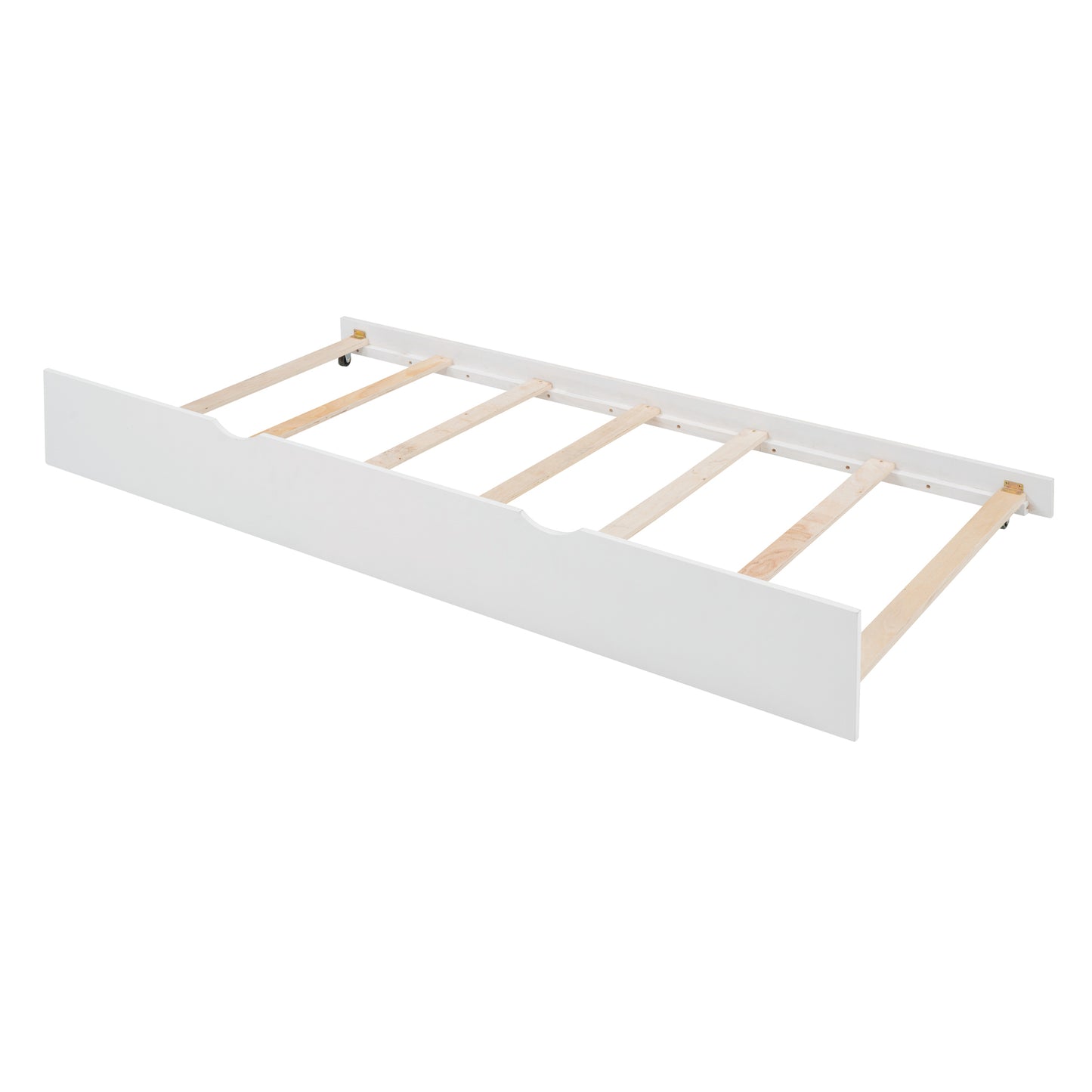 Full Size Wood House Platform Bed with Twin Size Trundle - White
