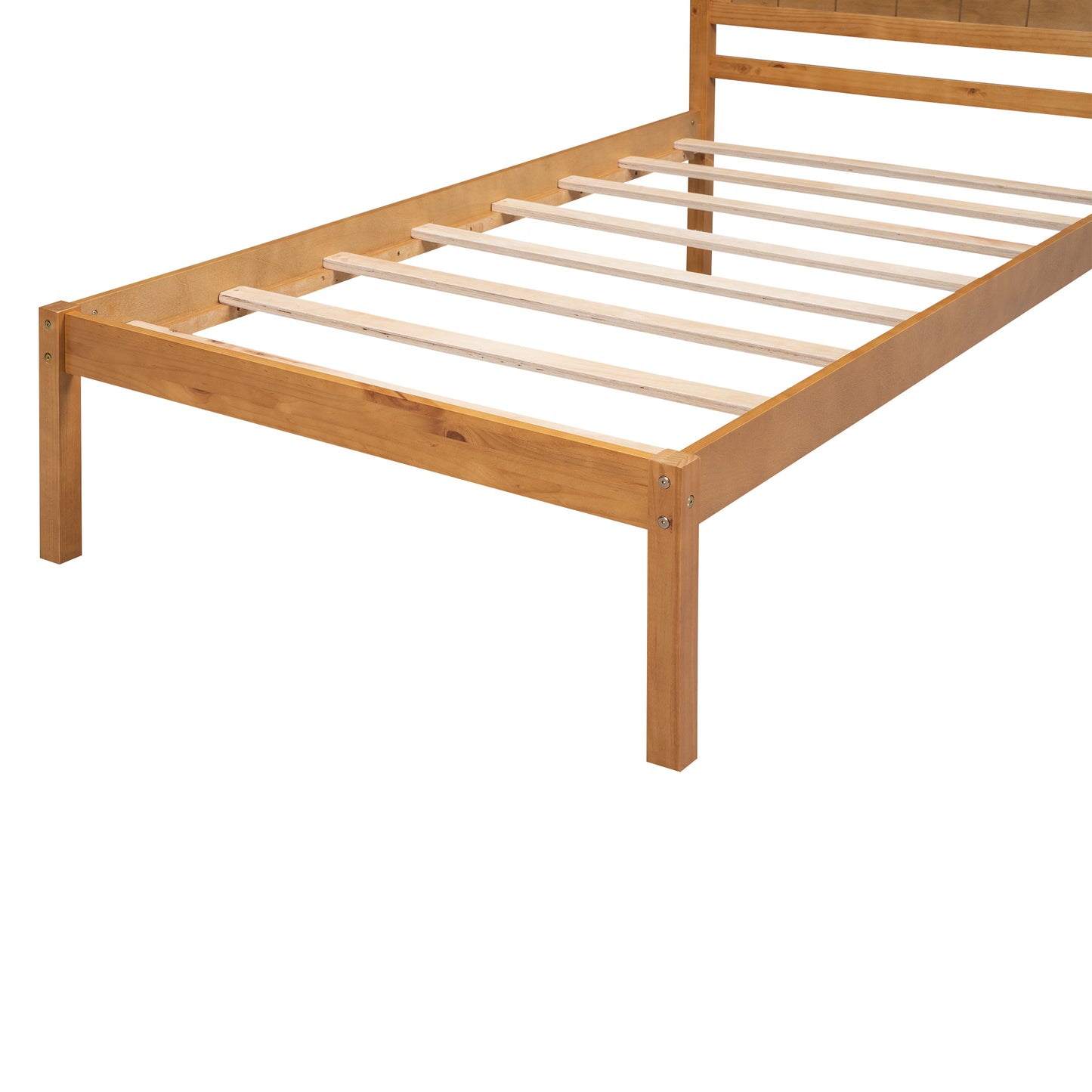 Platform Bed Frame with Headboard , Wood Slat Support , No Box Spring Needed ,Twin,Oak