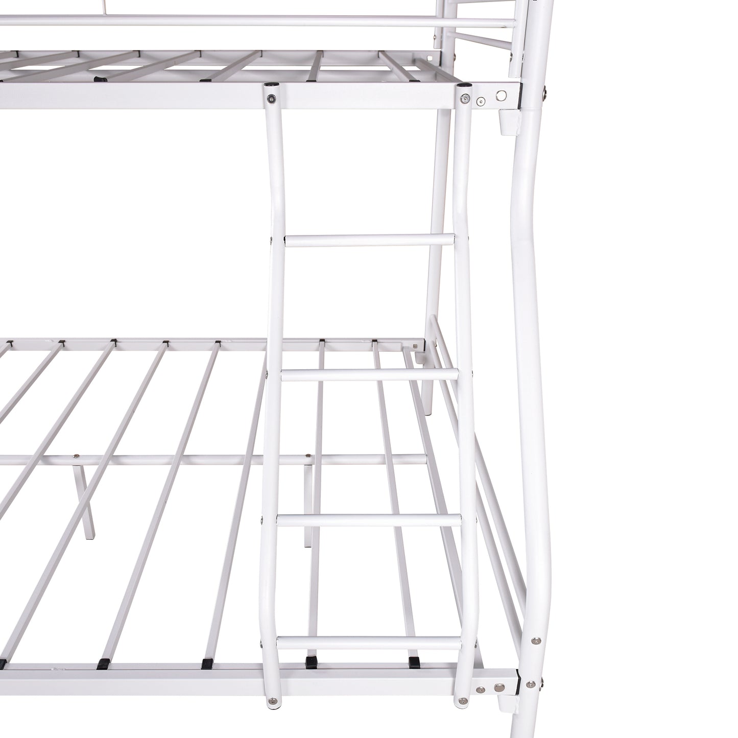 Heavy Duty Twin-Over-Full Metal Bunk Bed, Easy Assembly with Enhanced Upper-Level Guardrail, White