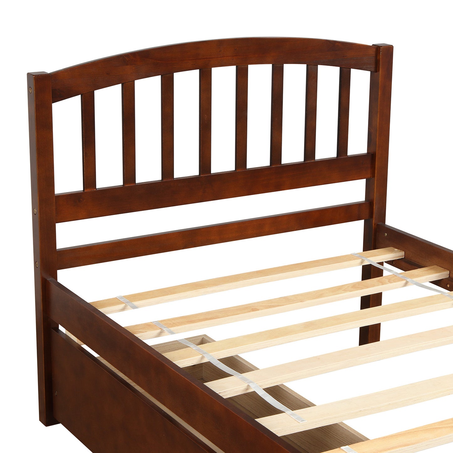 Twin Platform Storage Bed Wood Bed Frame with Two Drawers and Headboard, Walnut(Previous SKU: SF000062DAA)