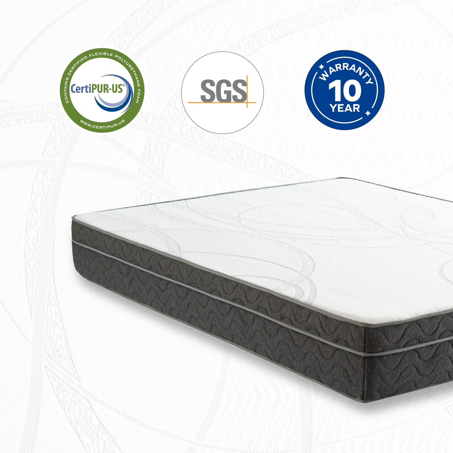 EGO Hybrid 10 Inch CalKing Mattress, Cooling Gel Infused Memory Foam and Individual Pocket Spring Mattress, Made in USA, Mattress in a Box, CertiPUR-US Certified