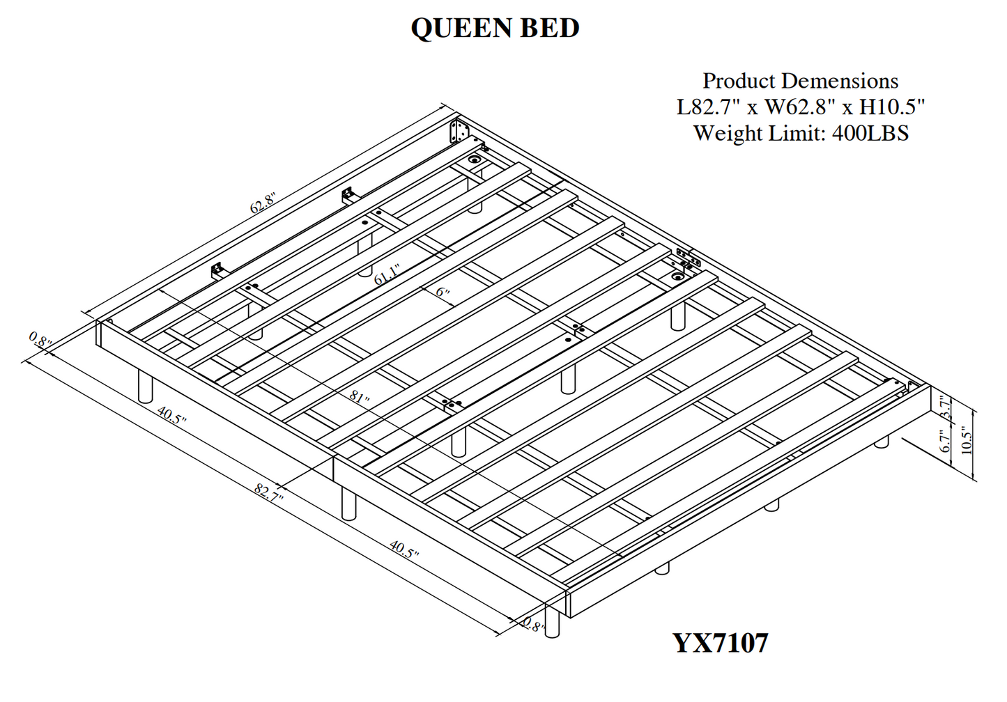 Modern Design Queen Floating Platform Bed Frame for White Washed Color
