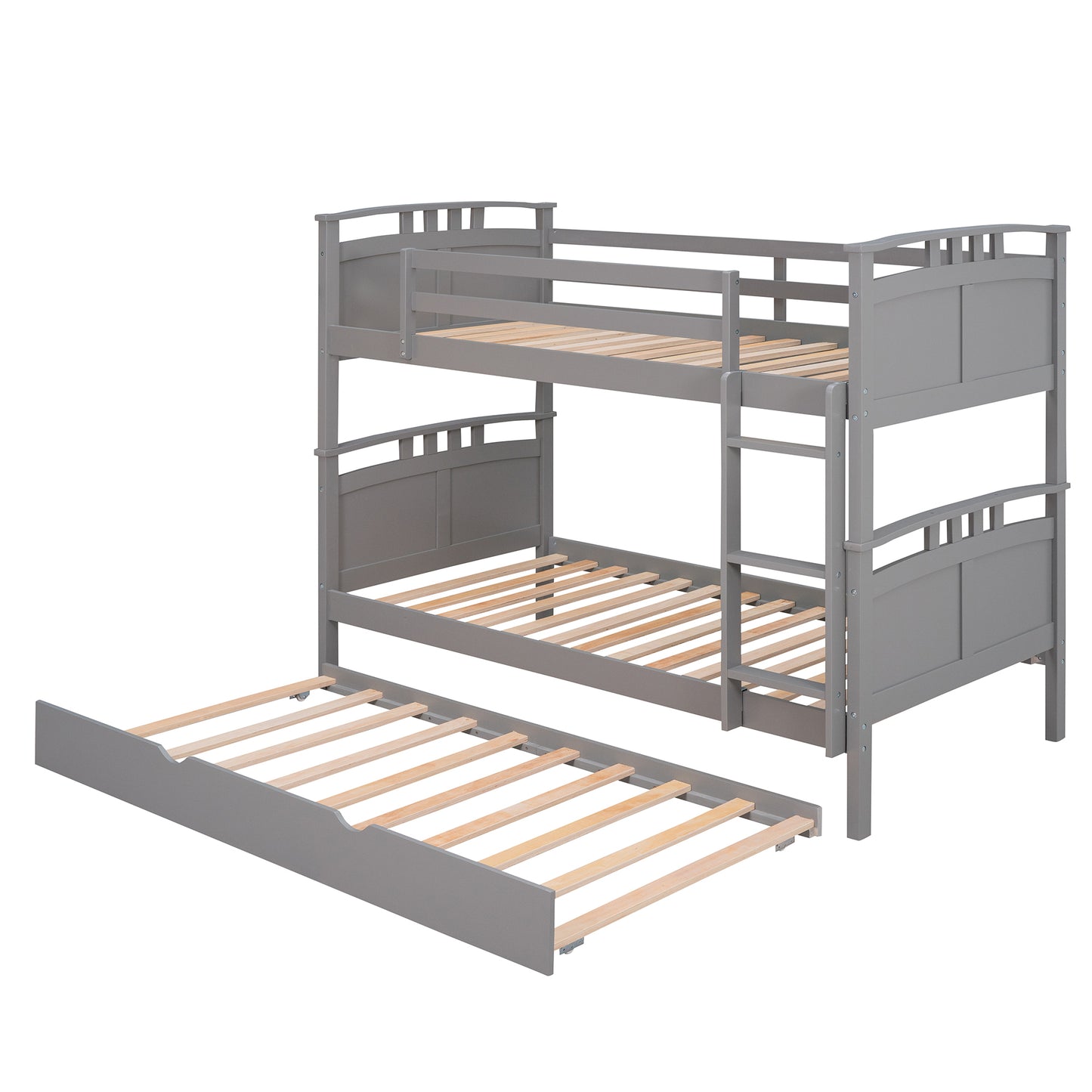 Twin-Over-Twin Bunk Bed with Twin size Trundle , Separable Bunk Bed for Bedroom - Grey