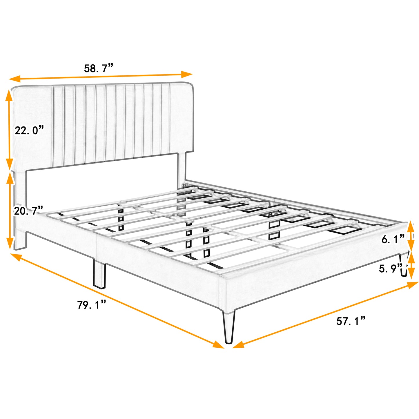 Full Size Upholstered Platform Bed,No Box Spring Needed, Velvet Fabric,Green