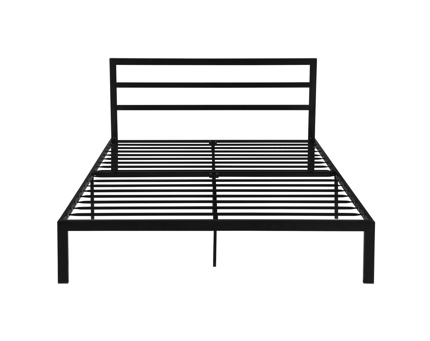 Queen Size Metal Platform Bed Frame with Headboard - Black
