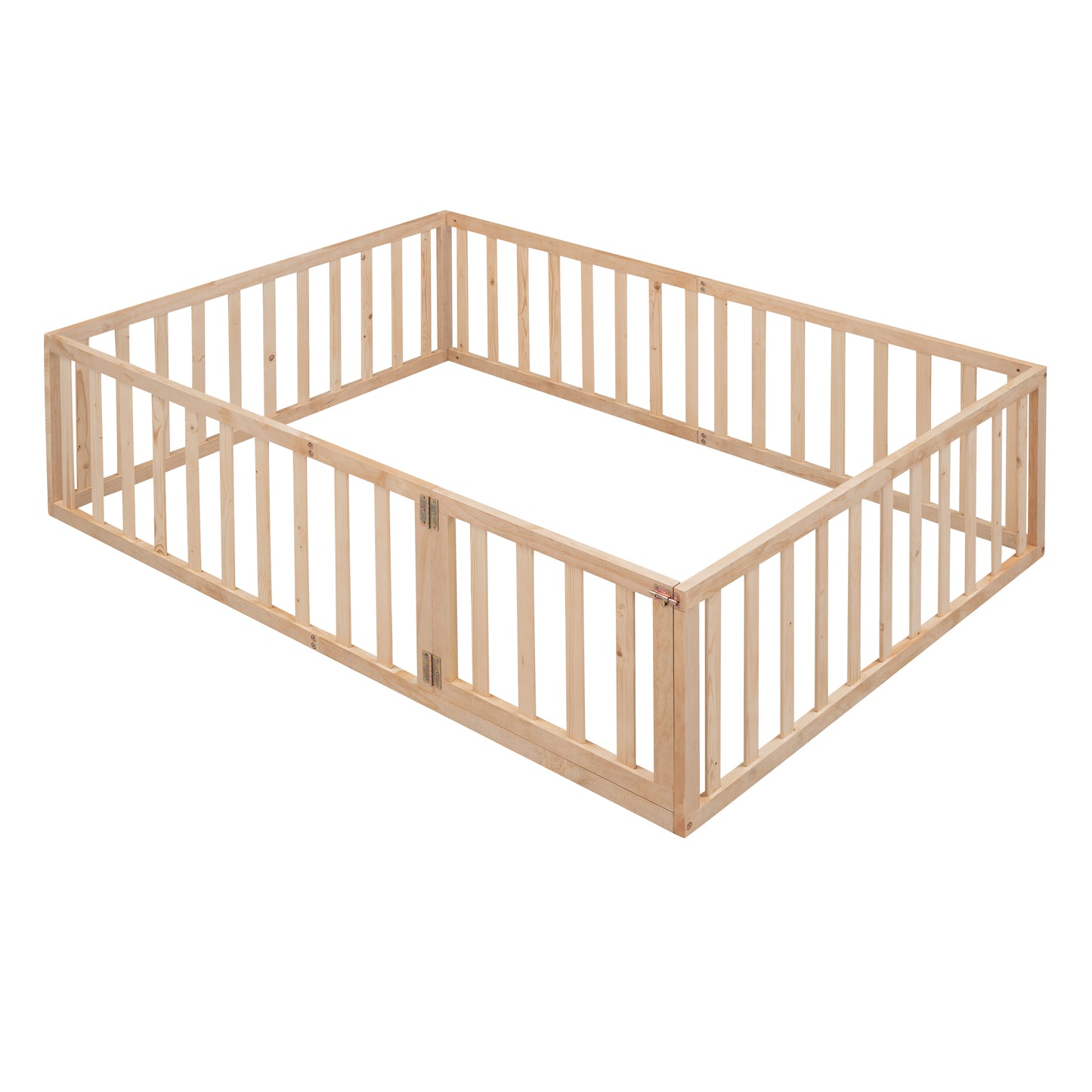 Full Size Wood Daybed Frame with Fence, Natural
