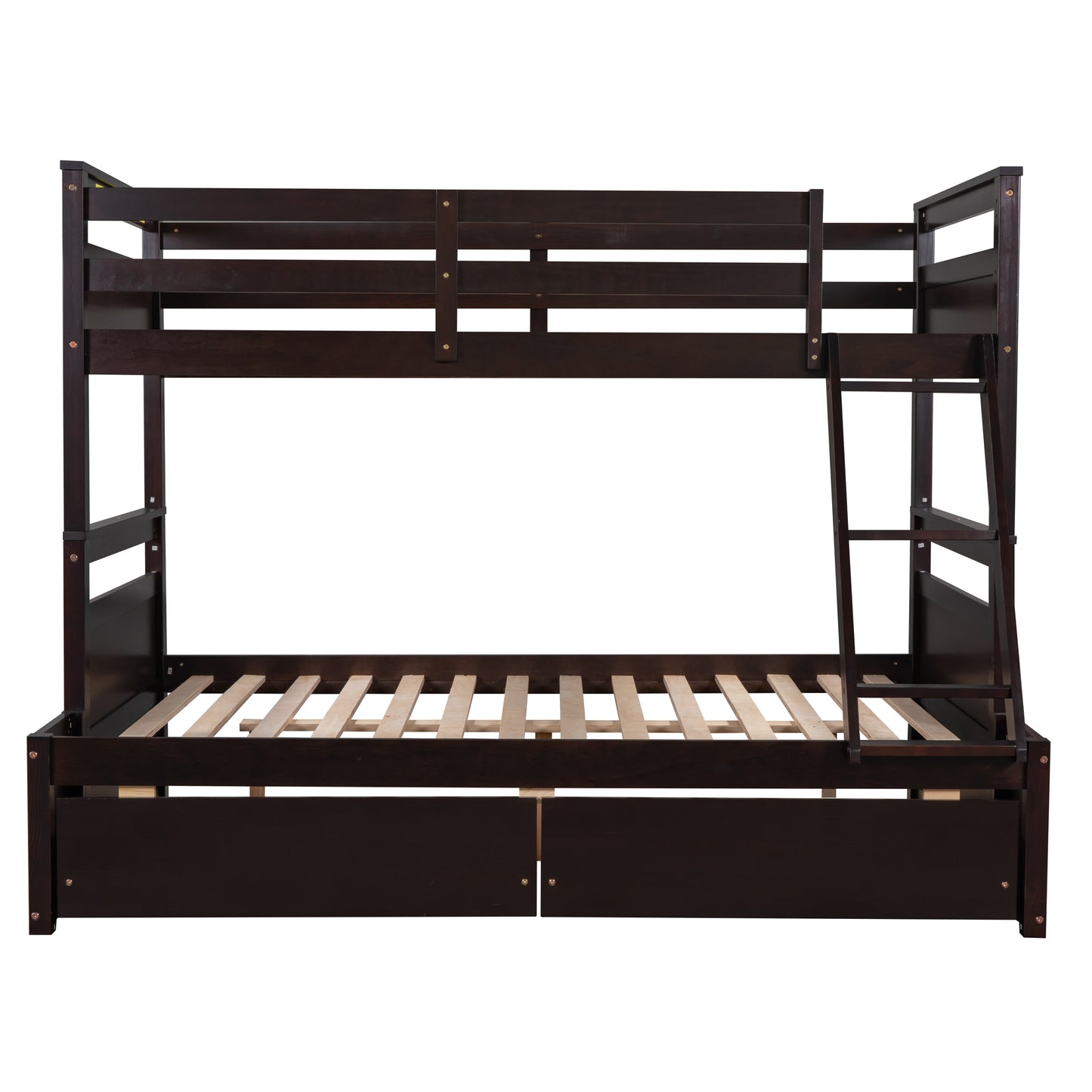 Twin over Full Bunk Bed with Storage - Espresso