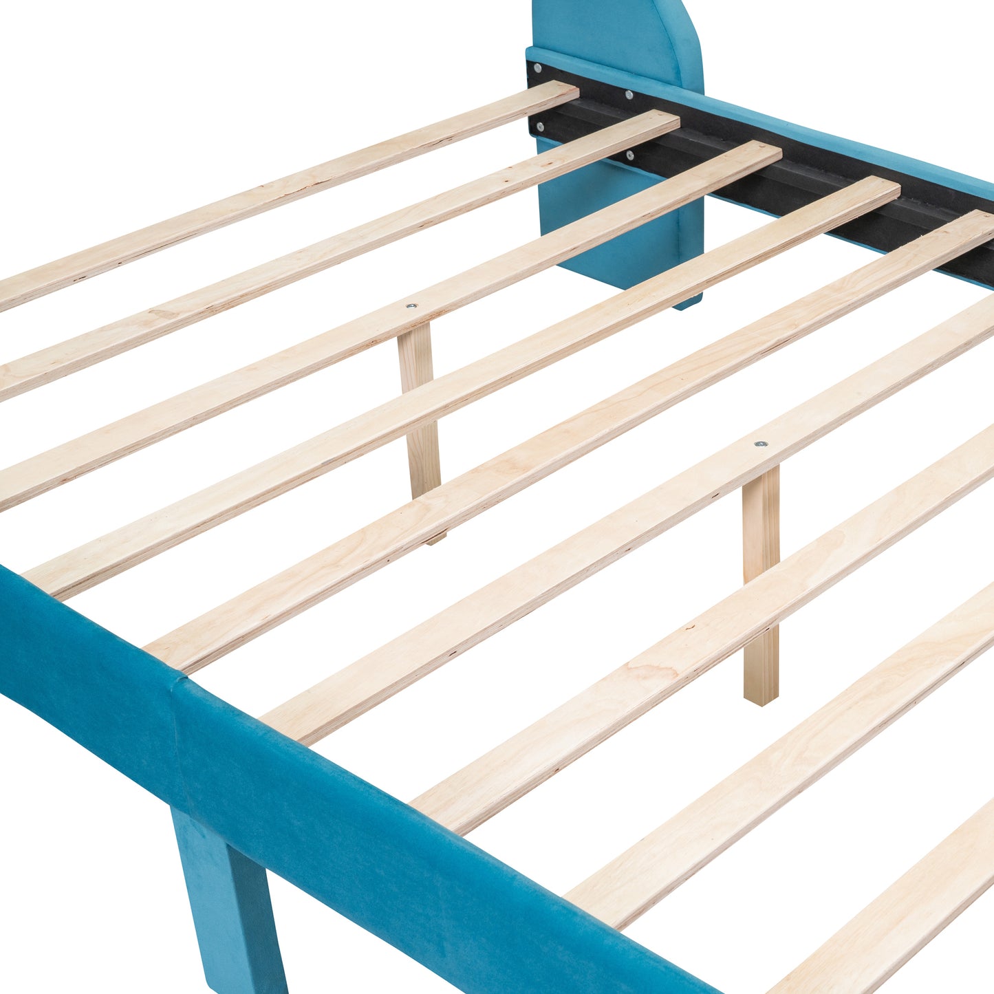 Full Size Storage Bed Velvet Upholstered Platform Bed with a Big Drawer - Blue
