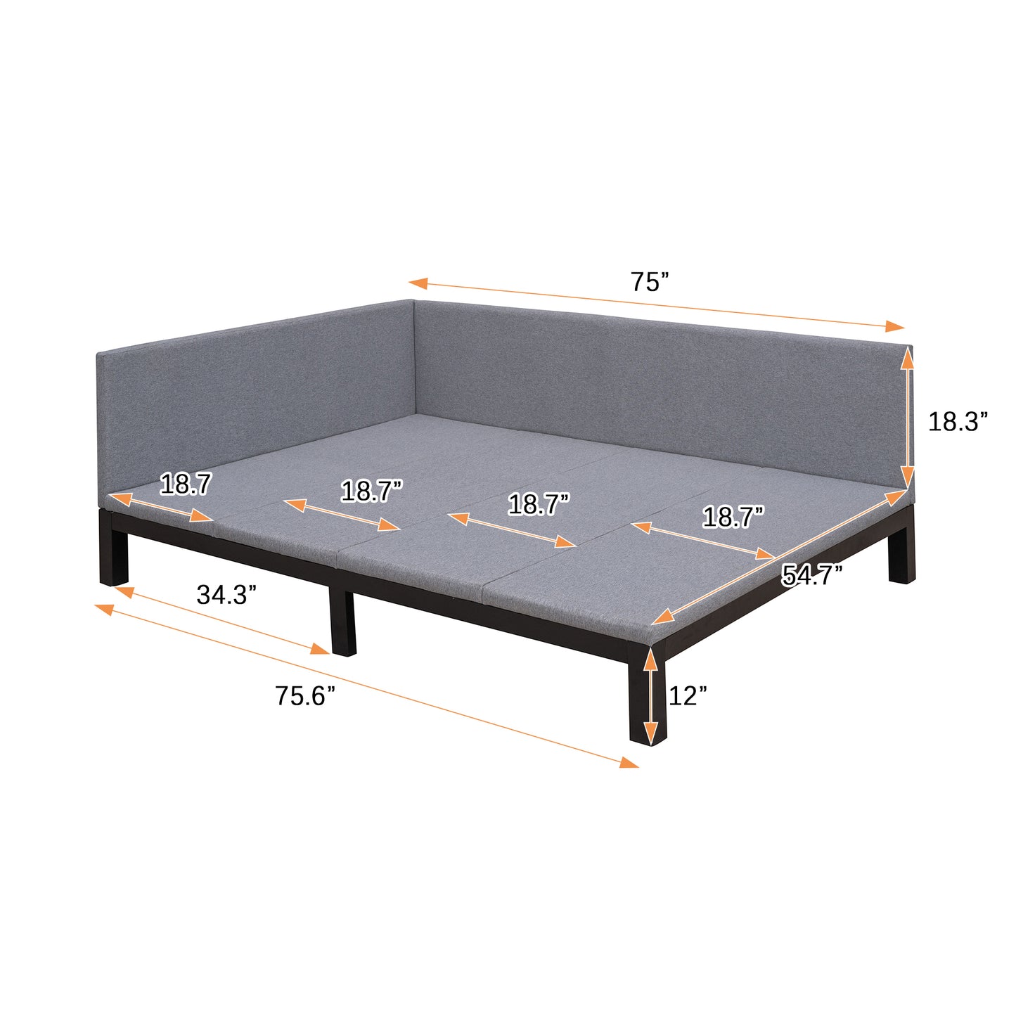 Upholstered Daybed/Sofa Bed Frame Full Size Linen-Gray