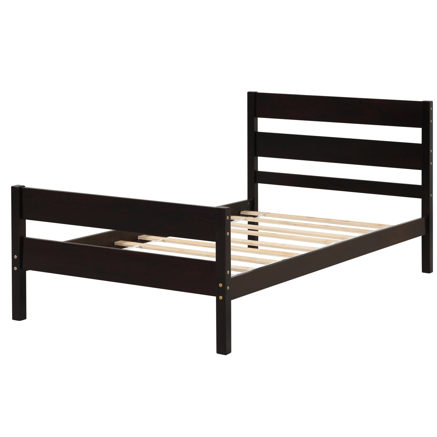 Twin Platform Bed with Headboard and Footboard, Espresso