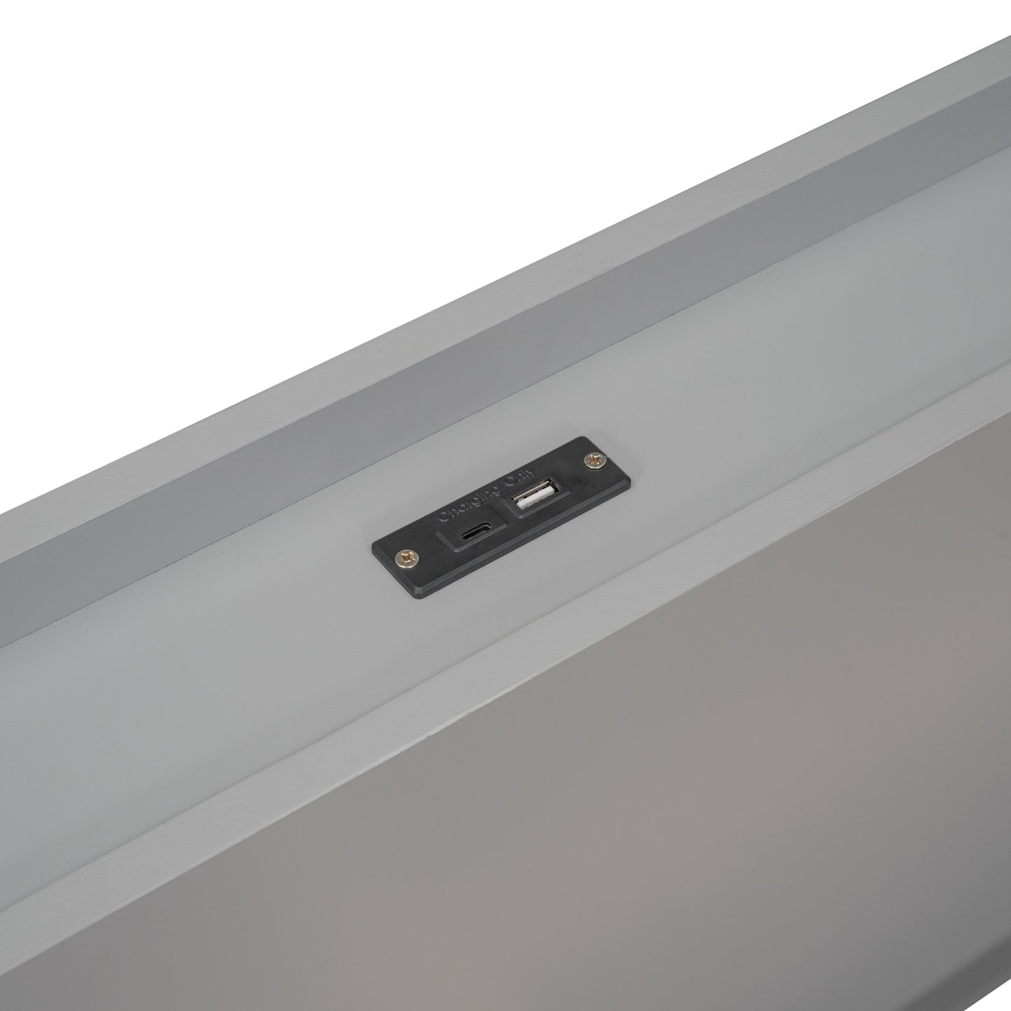 Modern Design Twin Size Platform Bed Frame with Headboard for Grey Color