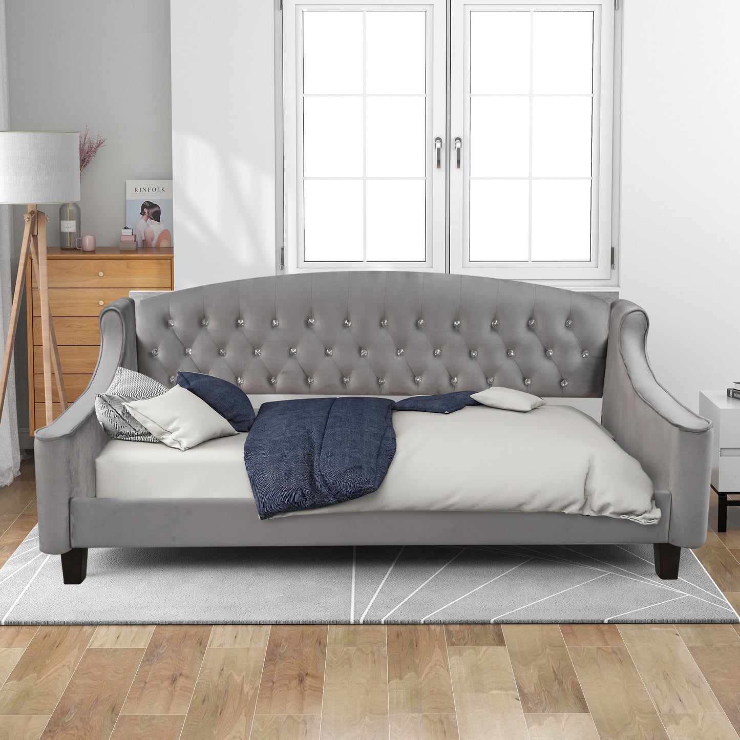 Modern Luxury Tufted Button Daybed,Twin,Gray