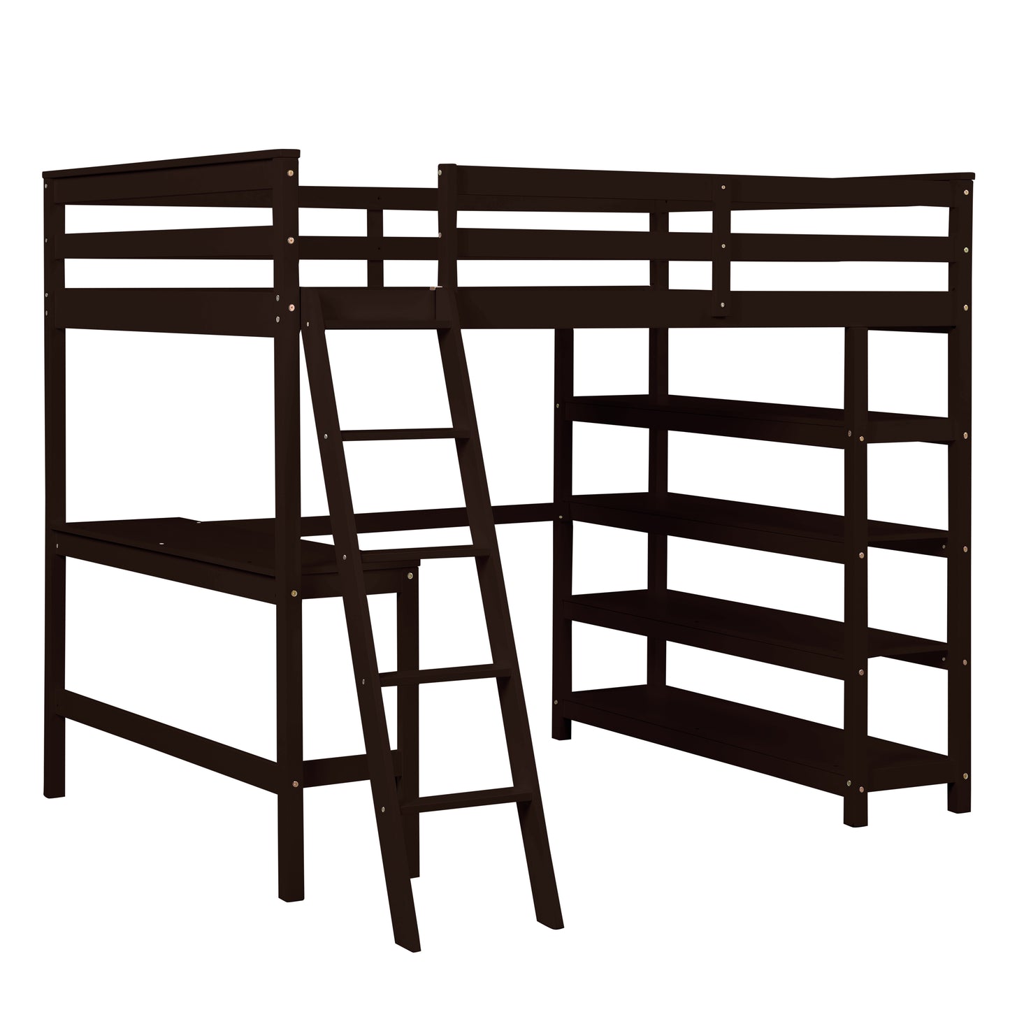 Loft Bed Full with desk,ladder,shelves , Espresso