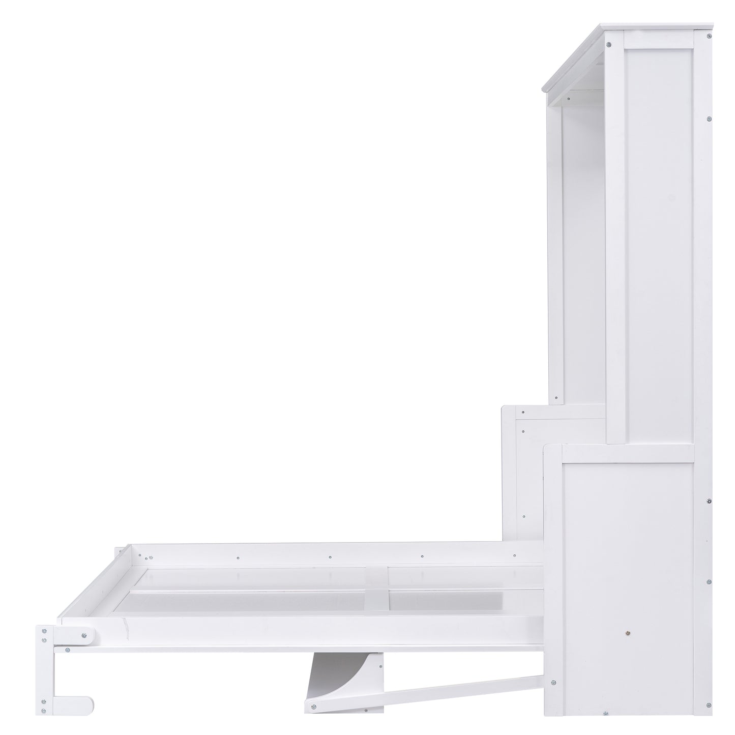 Queen Size Murphy Bed with a Shelf, White