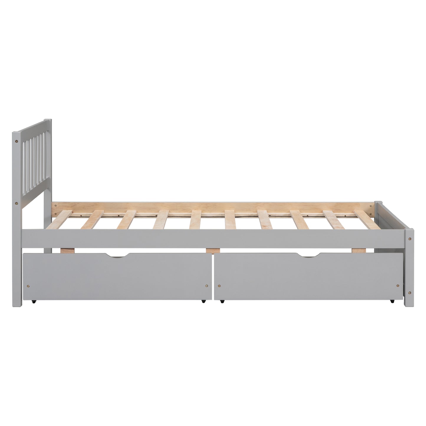 Modern Design Wooden Twin Size Platform Bed with 2 Drawers for Grey Color