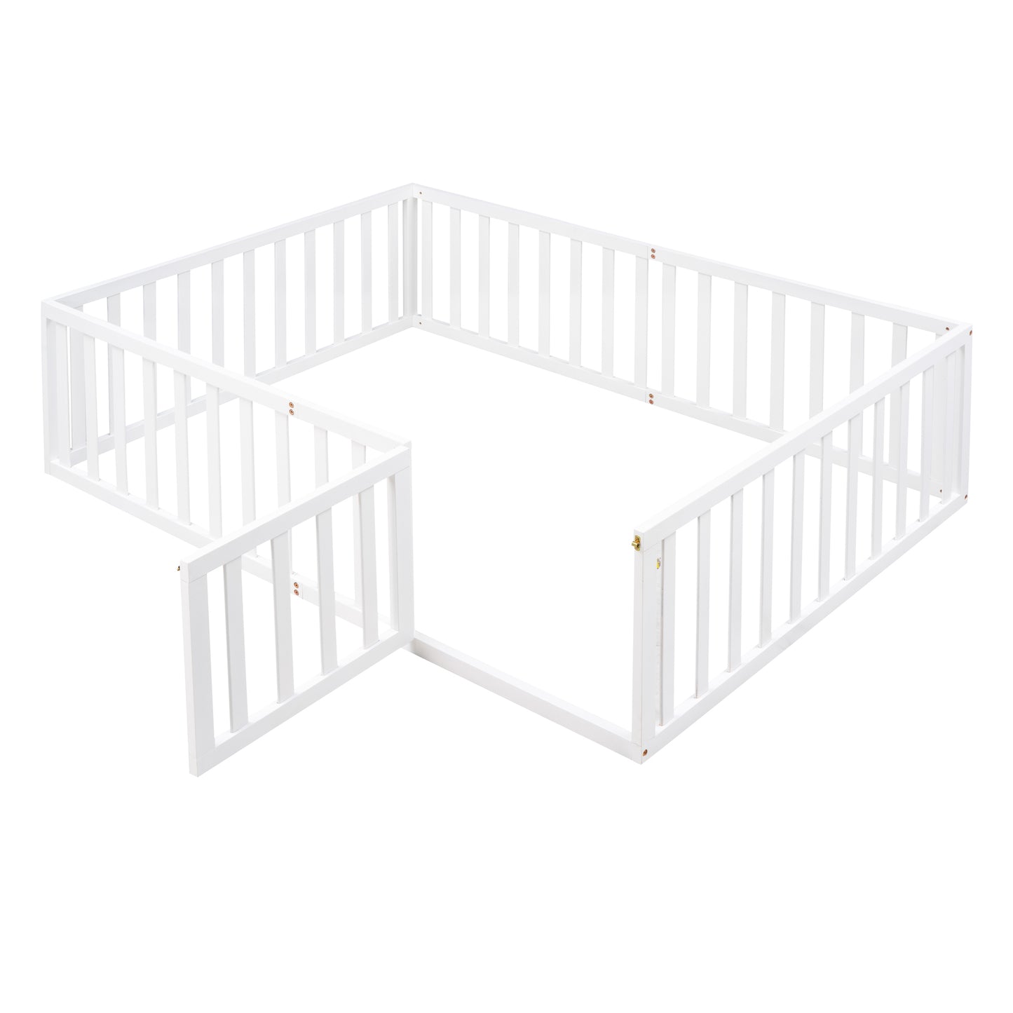 Full Size Wood Daybed Frame with Fence, White