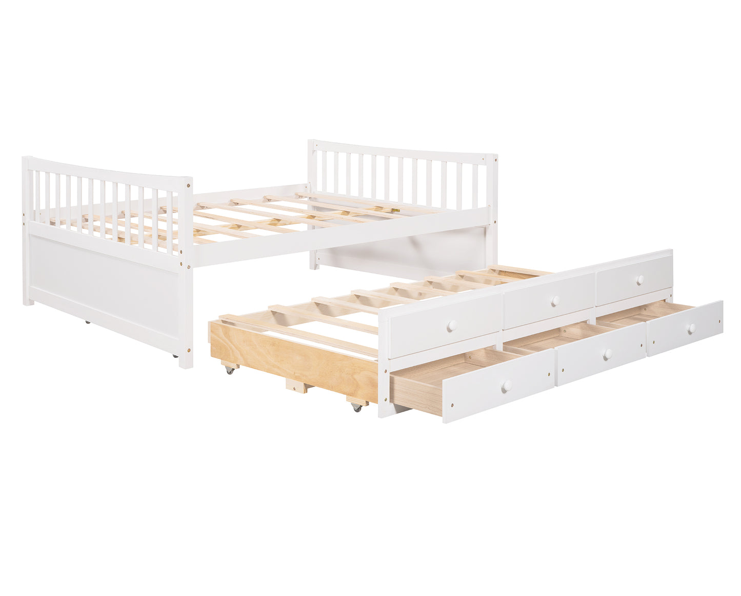 Full size Daybed with Twin size Trundle and Drawers, Full Size, White