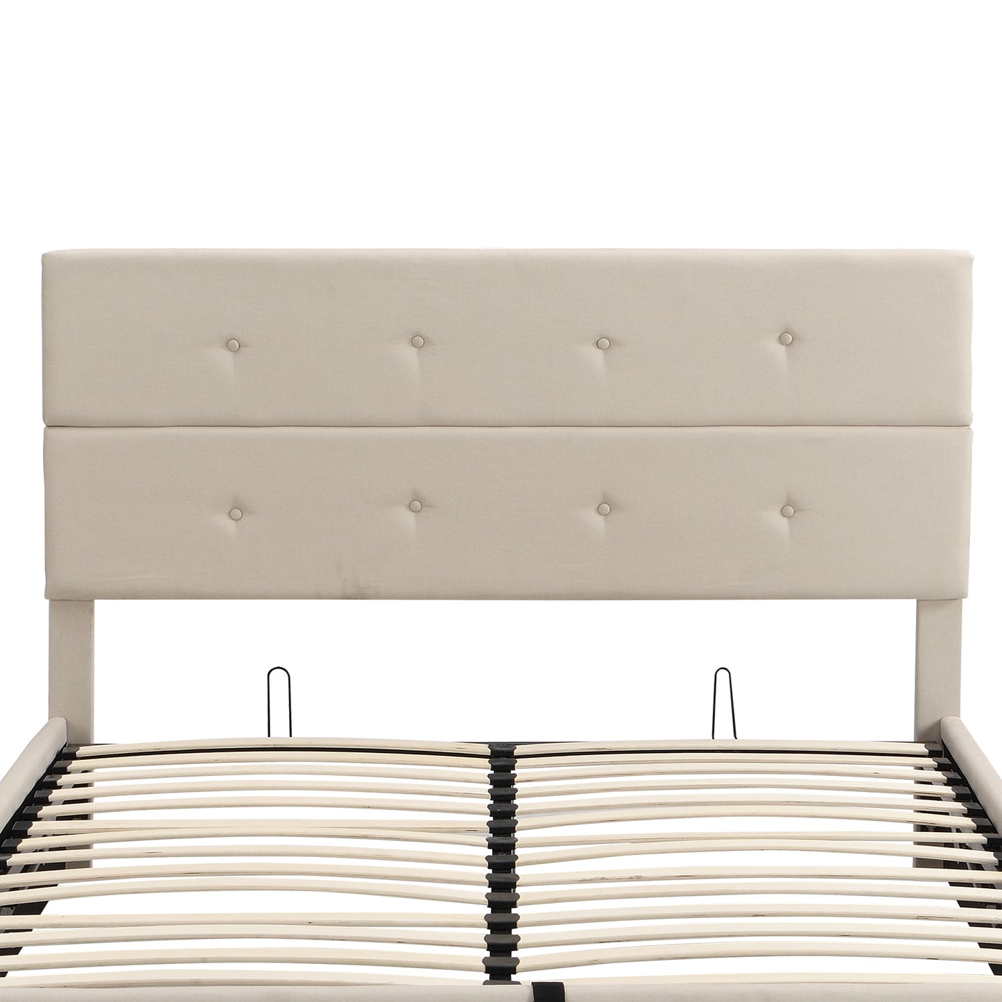 Upholstered Platform Bed with Underneath Storage,Queen Size,Beige
