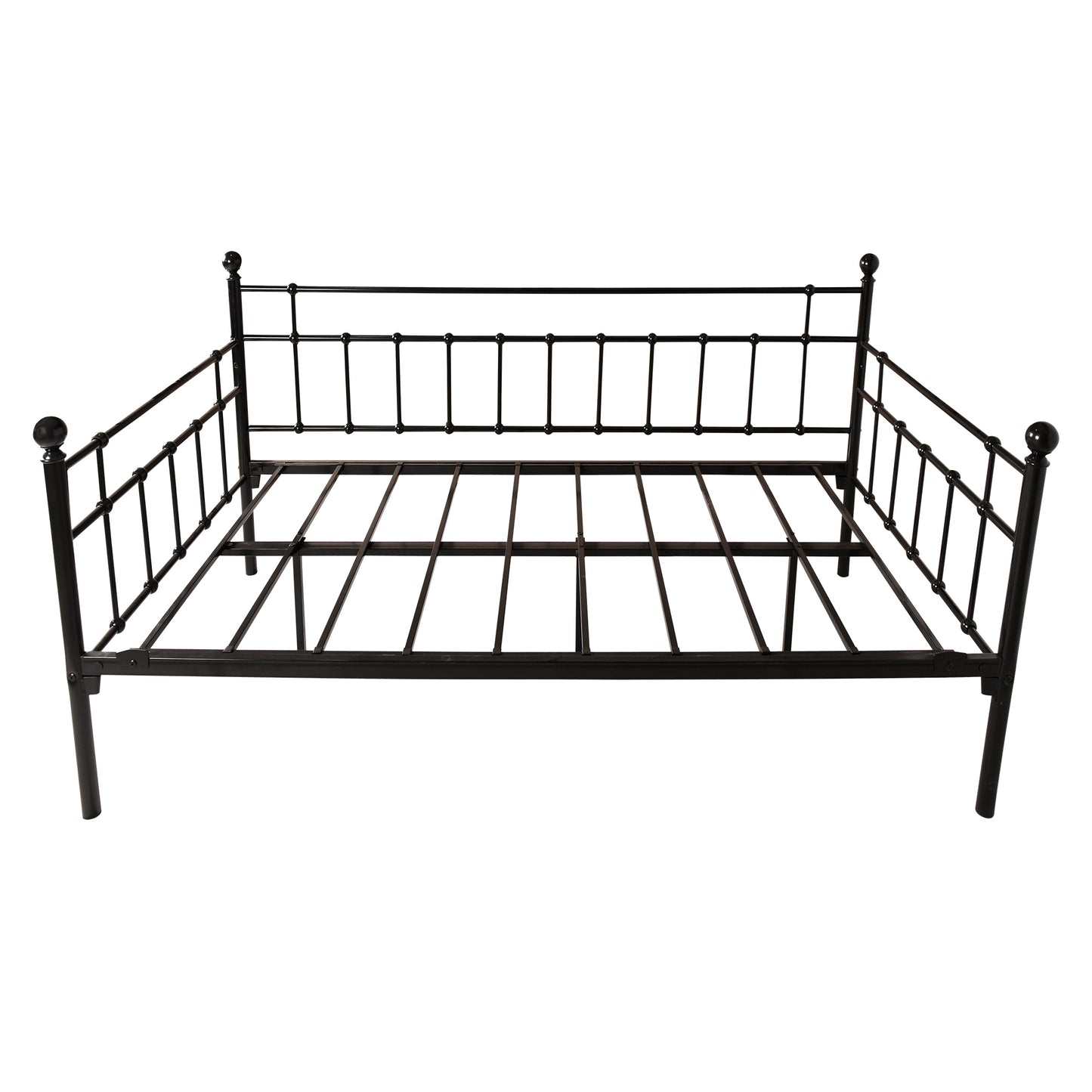 Daybed Frame Twin Size Multifunctional Metal Platform with Headboard Victorian Style, Bed Sofa  for Guest Living Room, Twin, Black