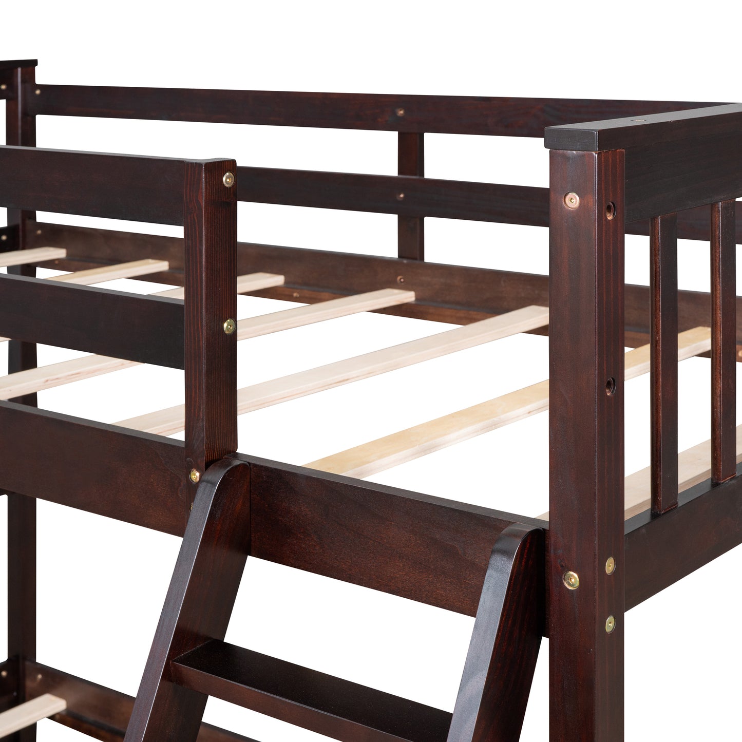 Twin-Over-Full Bunk Bed with Ladders and Two Storage Drawers(Espresso)