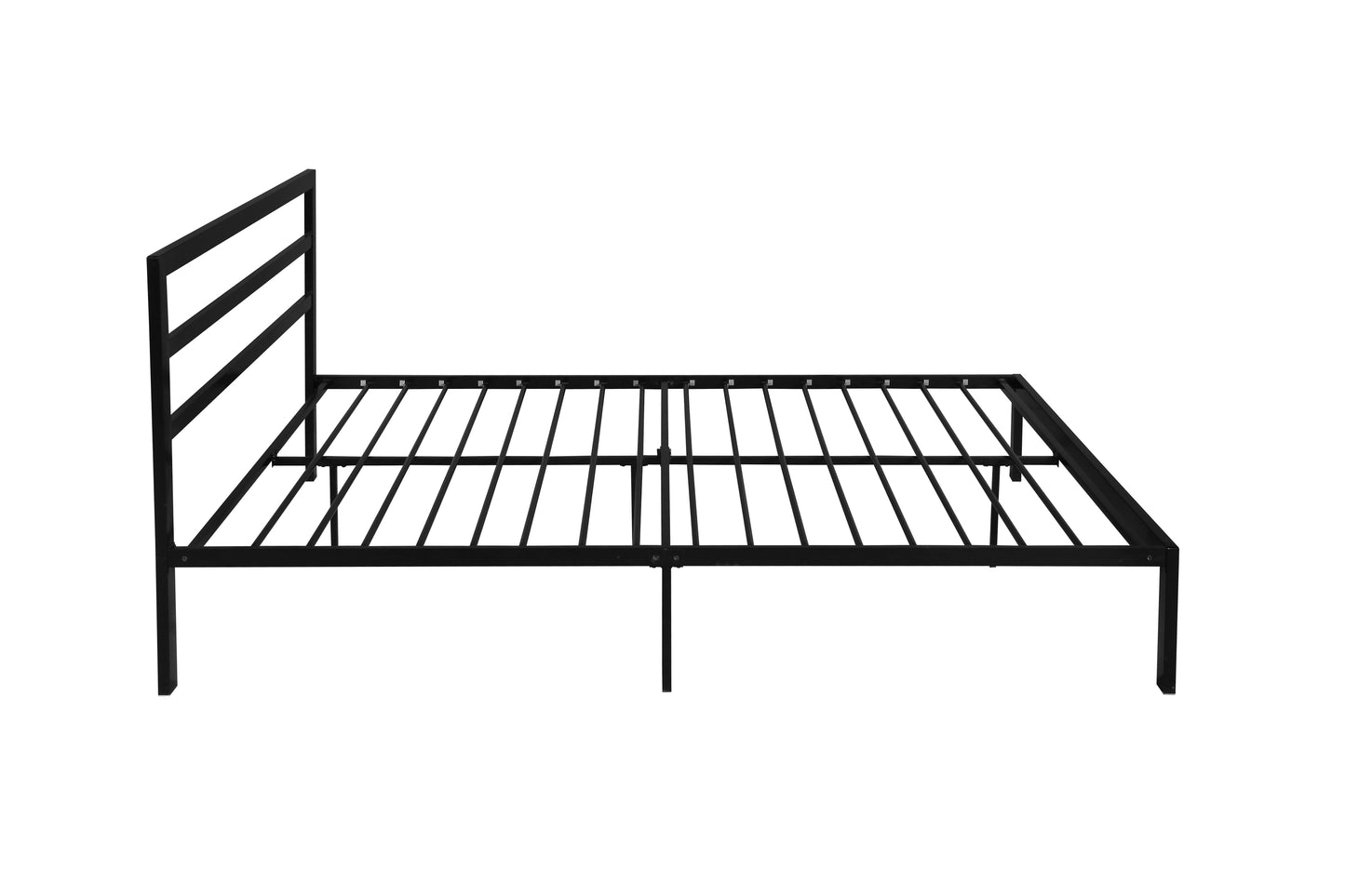 Queen Size Metal Platform Bed Frame with Headboard - Black