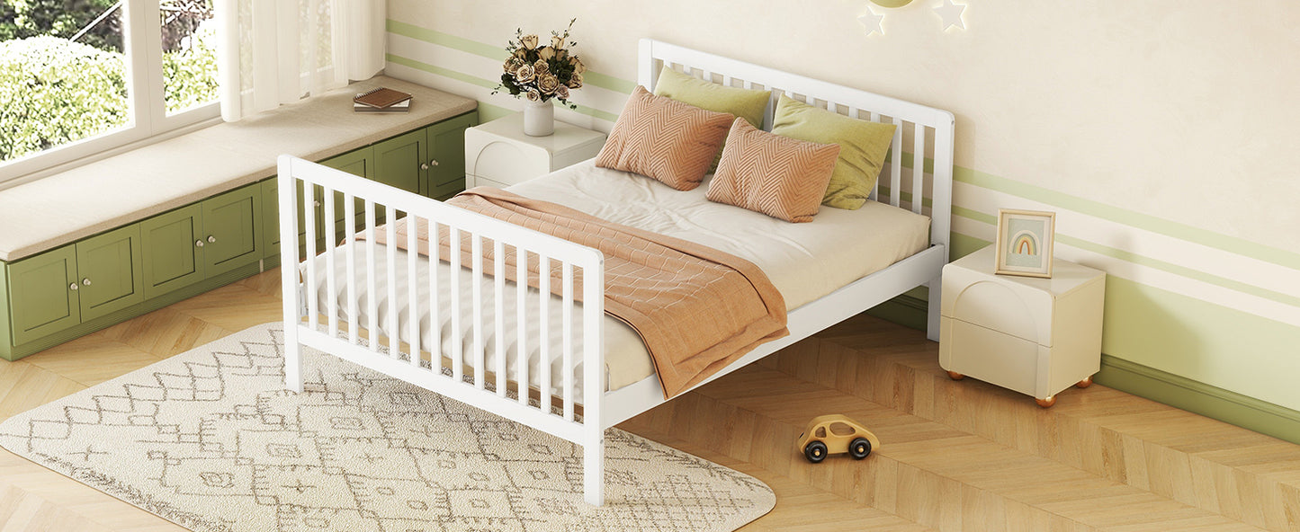 Convertible Crib/Full Size Bed with Changing Table, White
