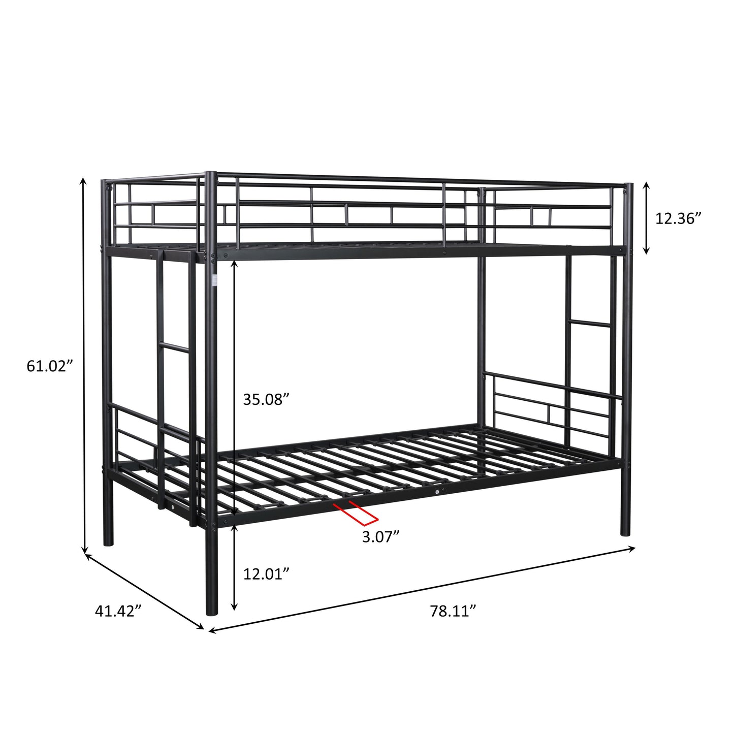 Metal Twin over Twin Bunk Bed/ Heavy-duty Sturdy Metal/ Noise Reduced Design/ 2 Side Ladders/ Safety Guardrail/ CPC Certified/ No Box Spring Needed