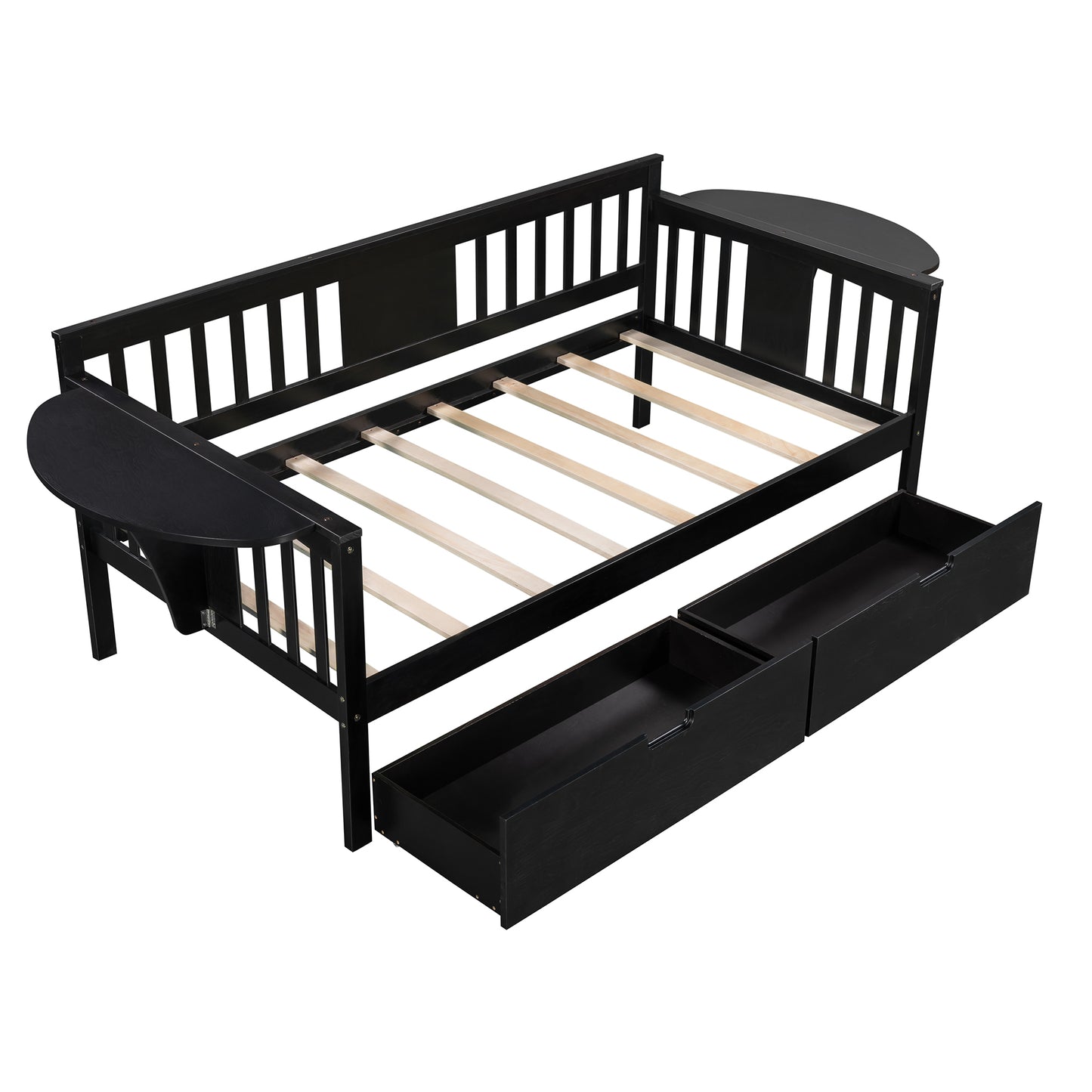 Twin size Daybed with Two Drawers, Wood Slat Support, Espresso