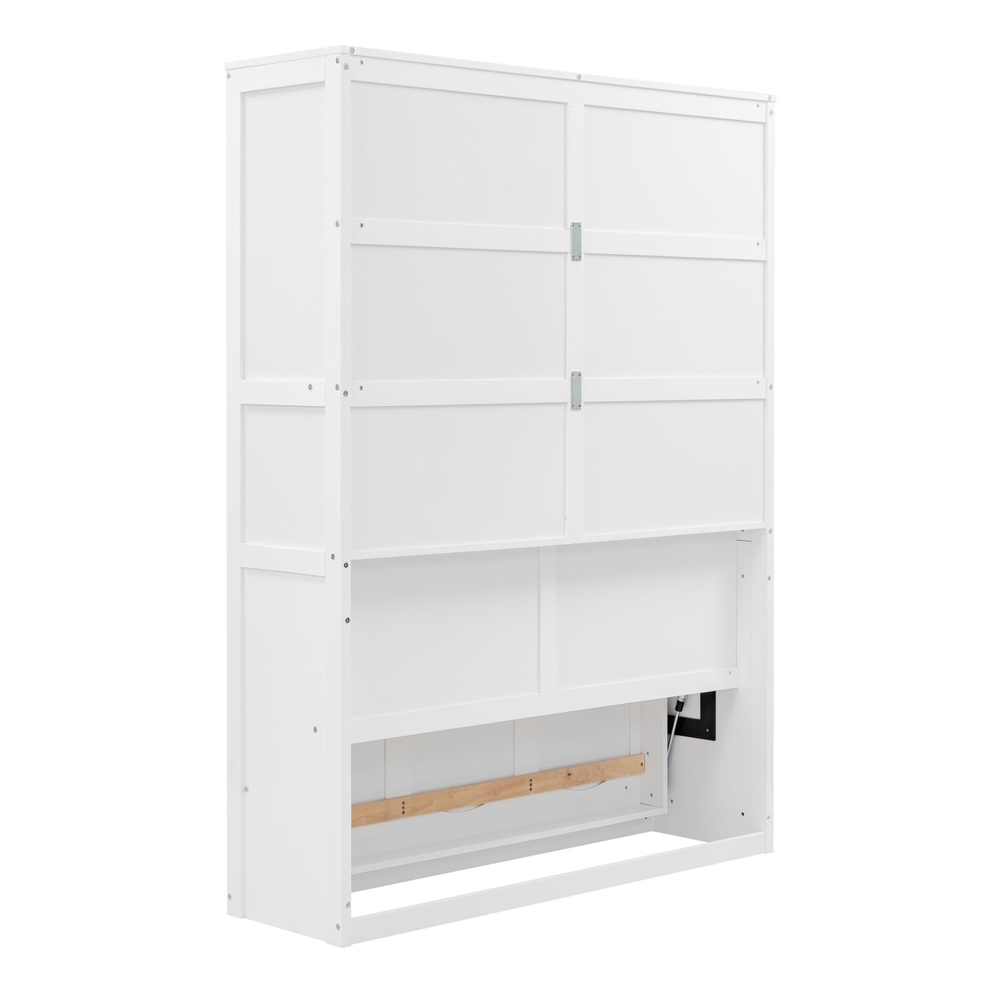 Full Size Murphy Bed Wall Bed with Shelves,White