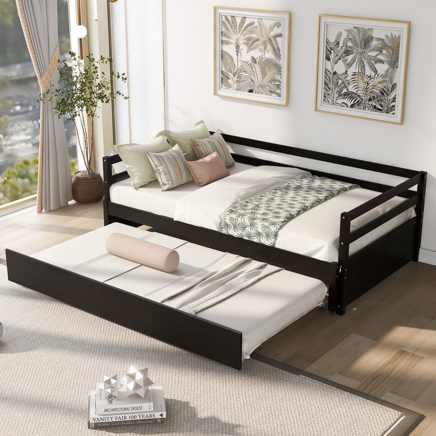 Twin or Double Twin Daybed with Trundle,Espresso