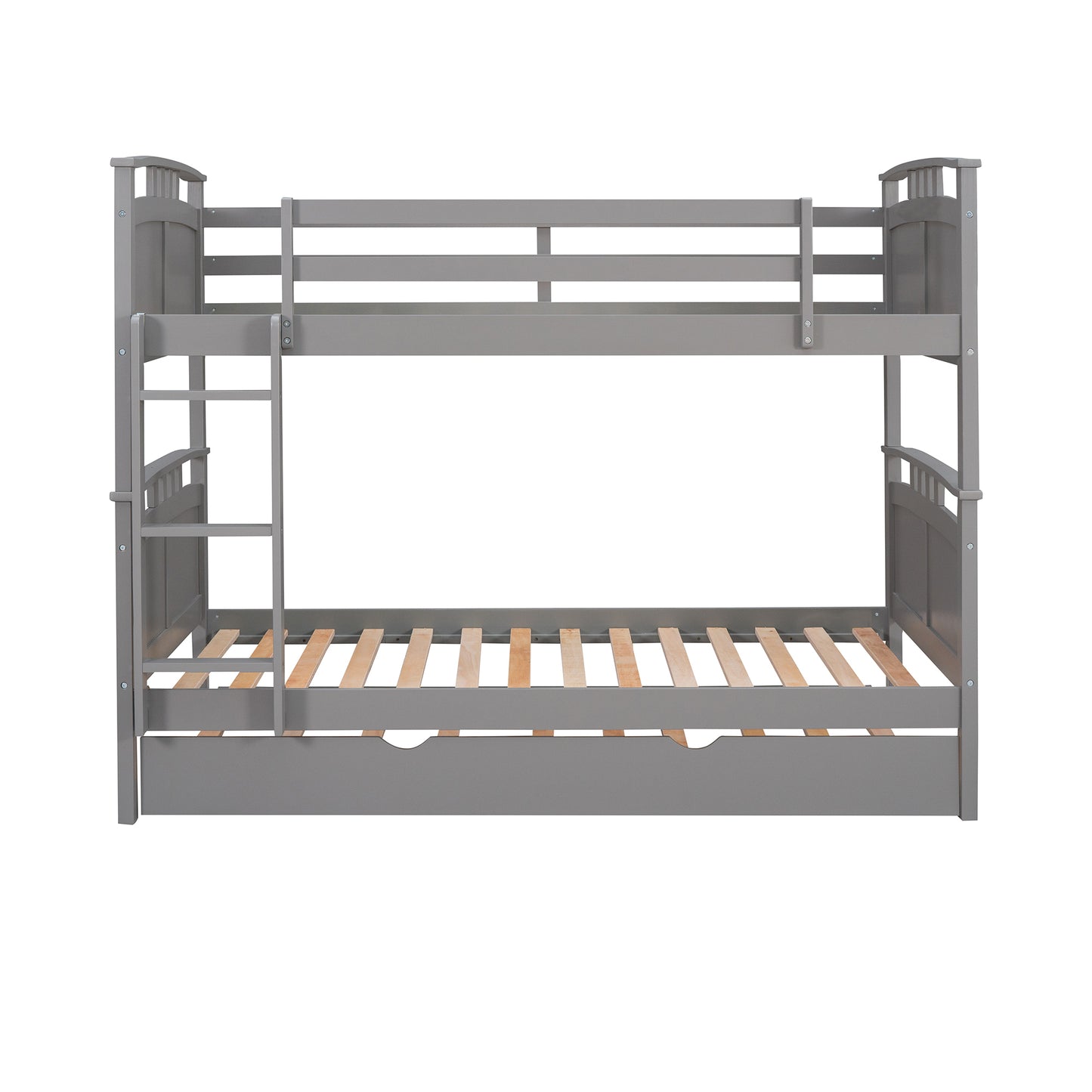 Twin-Over-Twin Bunk Bed with Twin size Trundle , Separable Bunk Bed for Bedroom - Grey