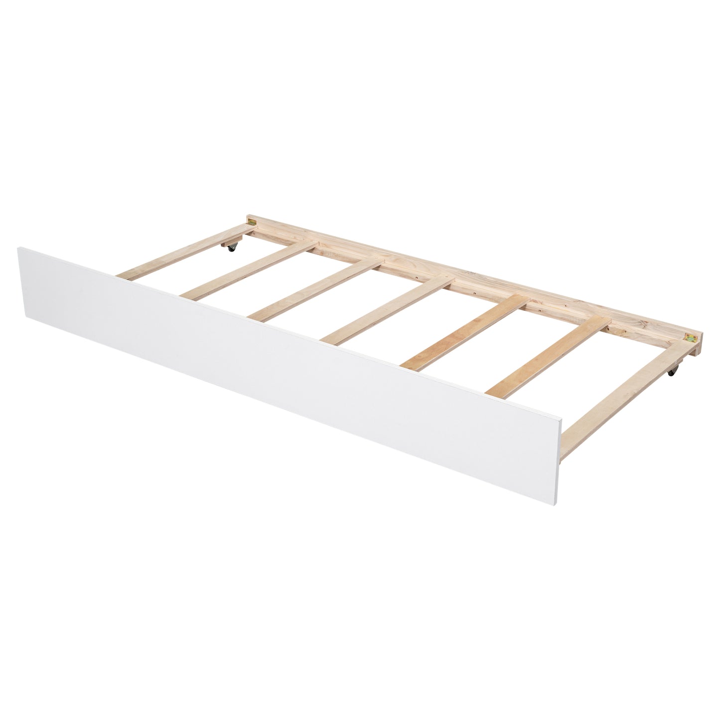 Twin Size Platform Bed House-Shaped Headboard with Fence Guardrails and Trundle, White