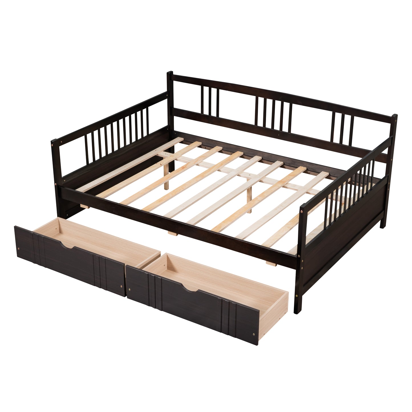 Full Size Daybed Wood Bed with Two Drawers,Espresso