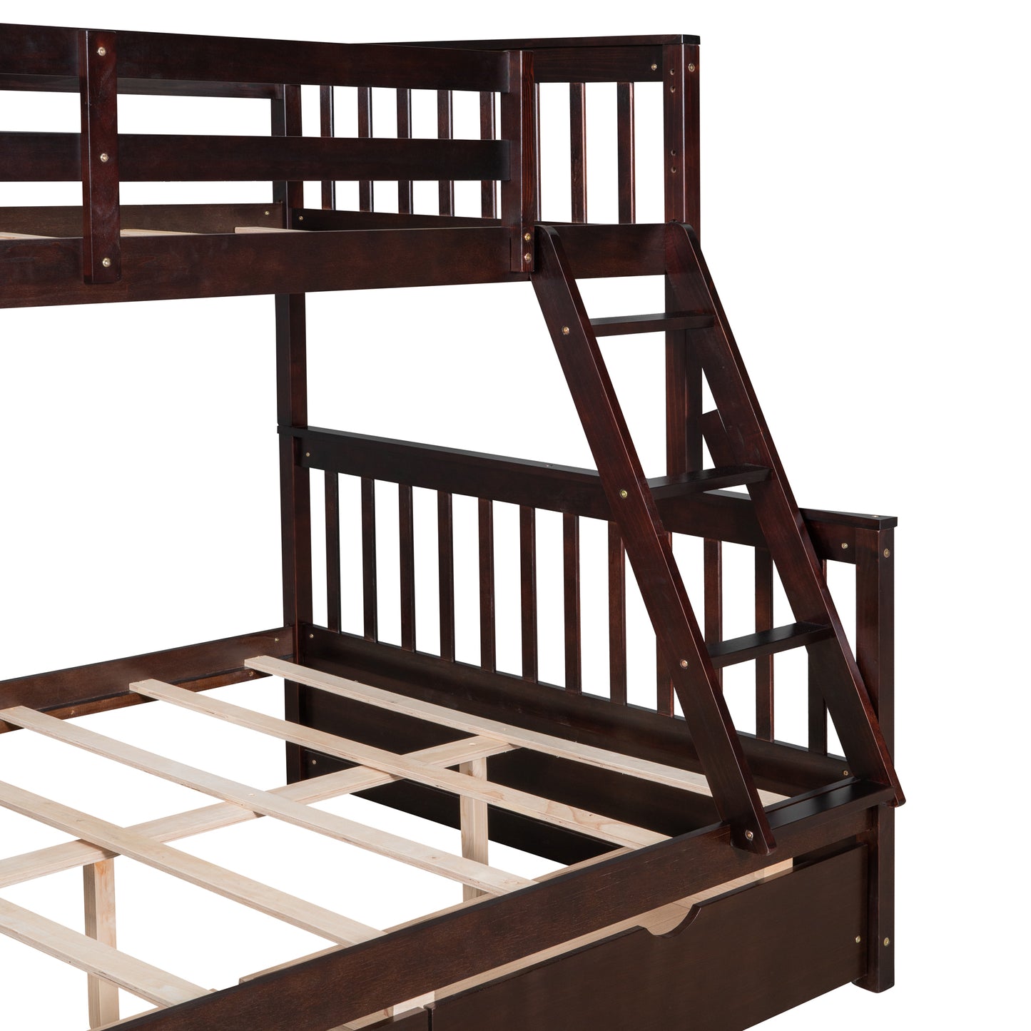 Twin-Over-Full Bunk Bed with Ladders and Two Storage Drawers(Espresso)