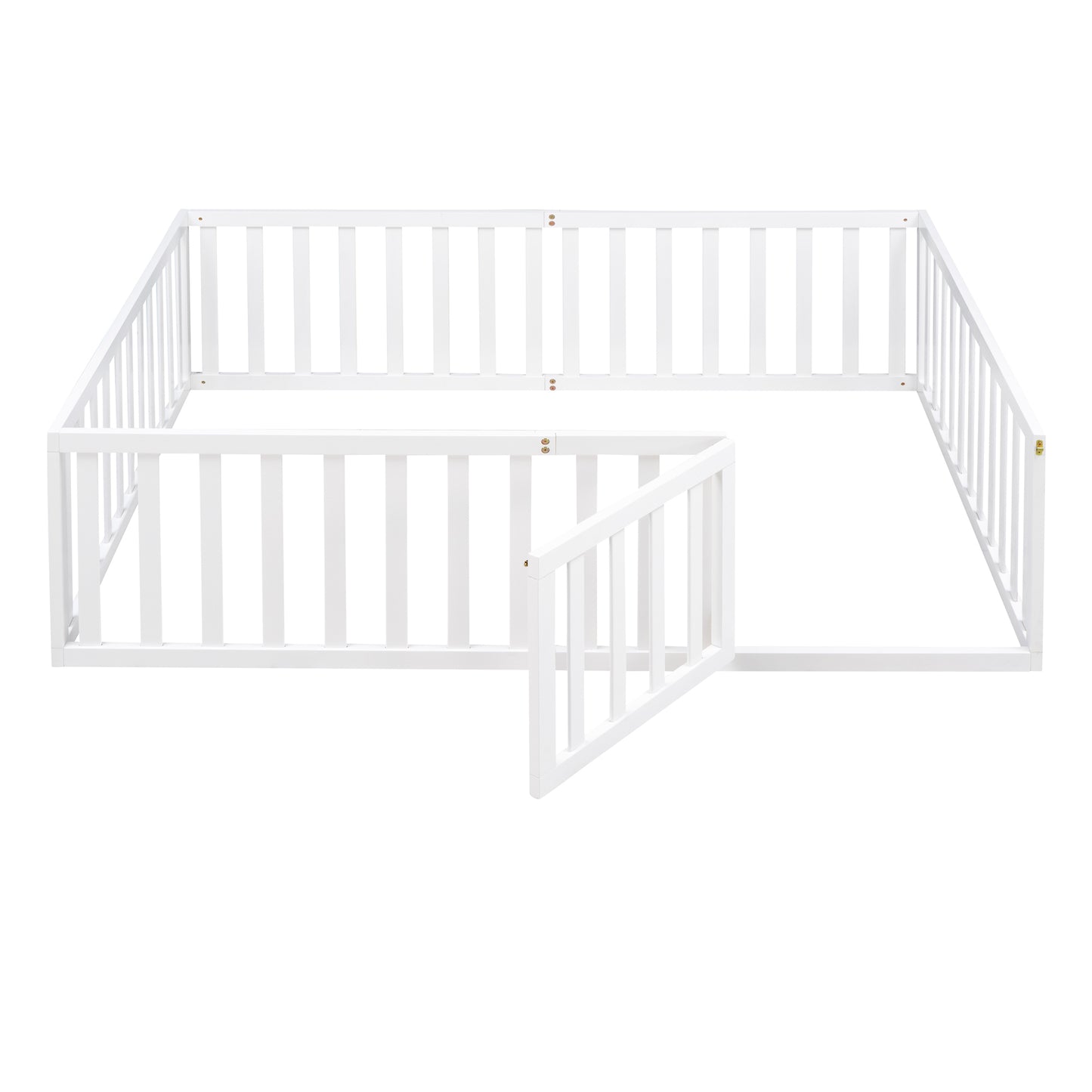 Full Size Wood Daybed Frame with Fence, White
