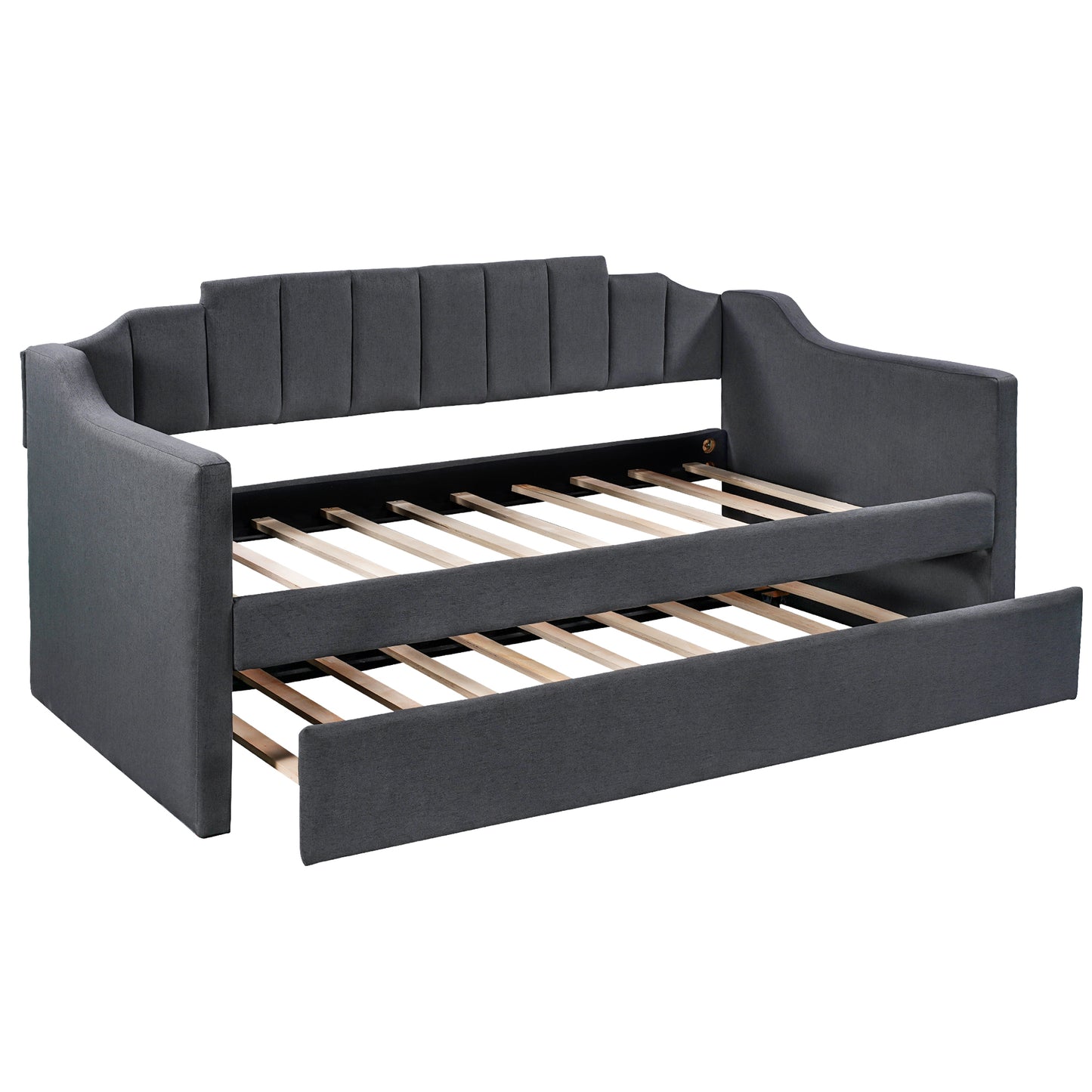 Upholstered Twin Daybed with Trundle,Black