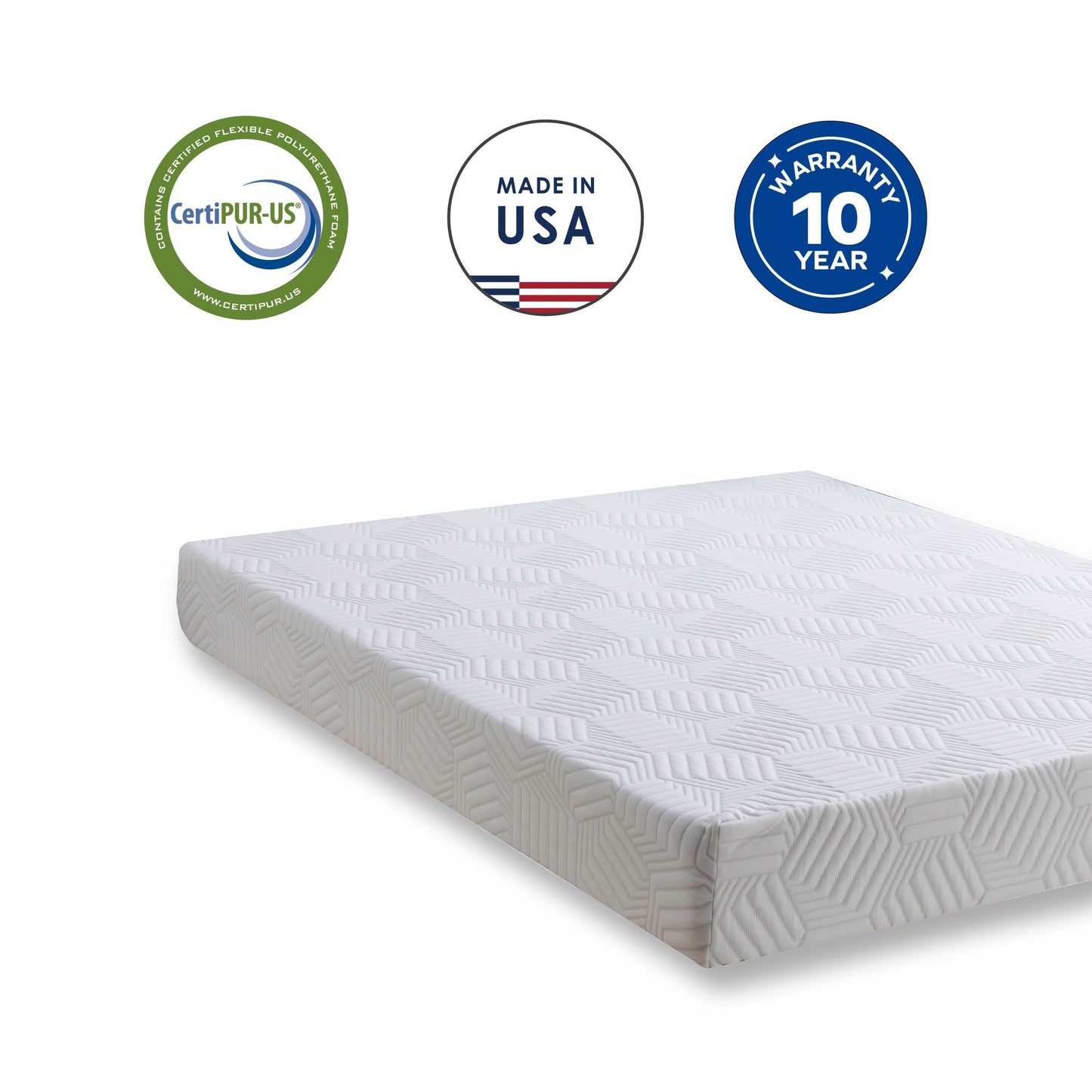 10 Inch Full Gel Memory Foam Mattress, White, Bed in a Box, Green Tea and Cooling Gel Infused, CertiPUR-US Certified