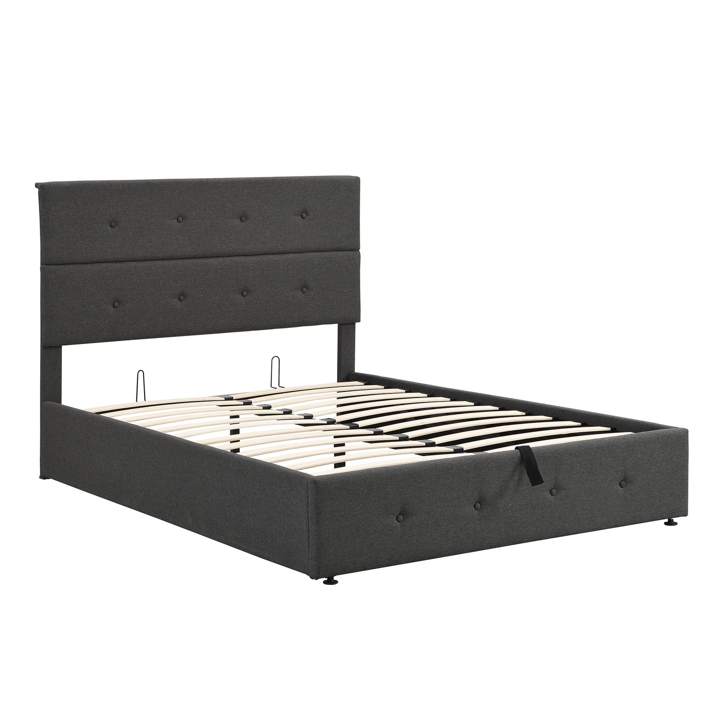 Upholstered Platform Bed with Underneath Storage,Full Size,Gray