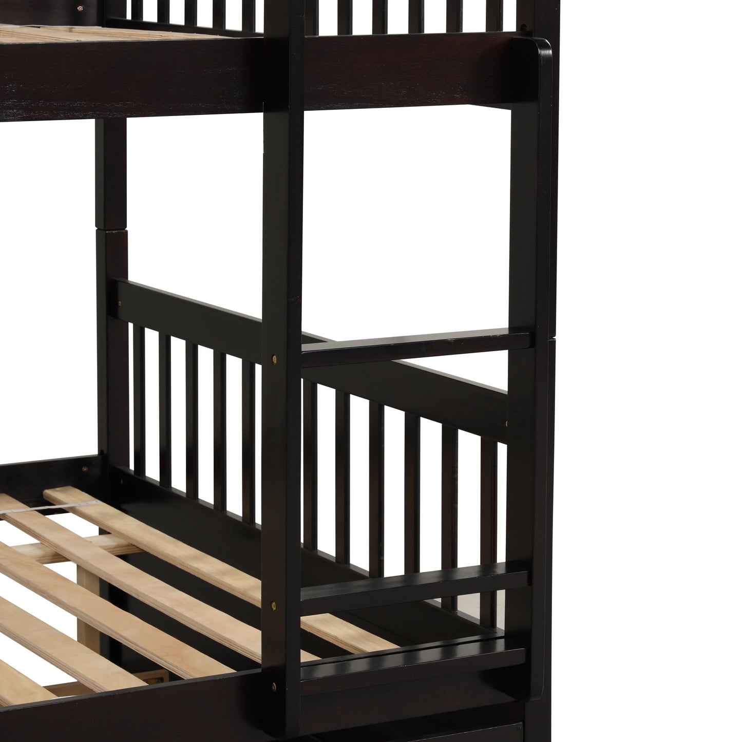 Full Over Full Bunk Bed with Trundle,Espresso