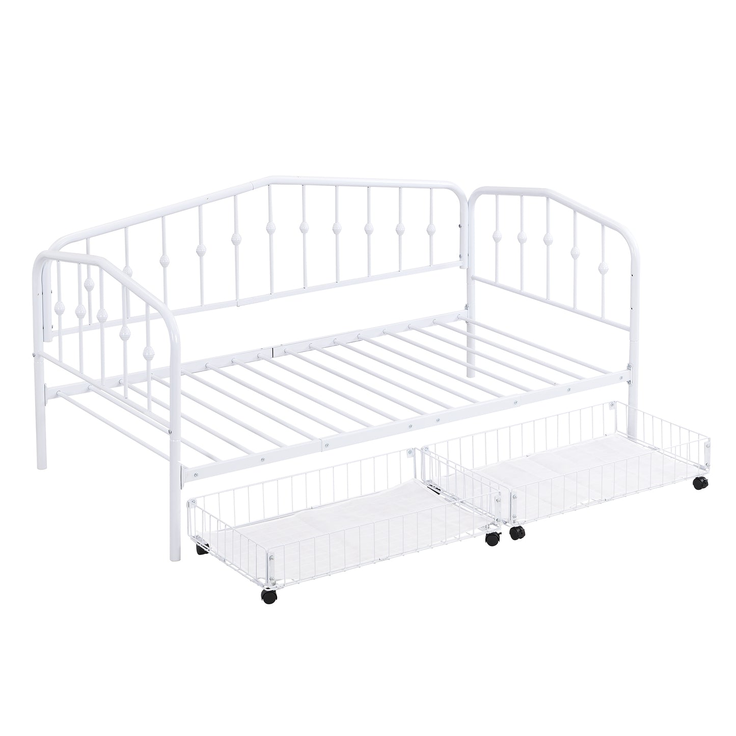 Twin Size Stylish Metal Daybed with 2 Drawers, White