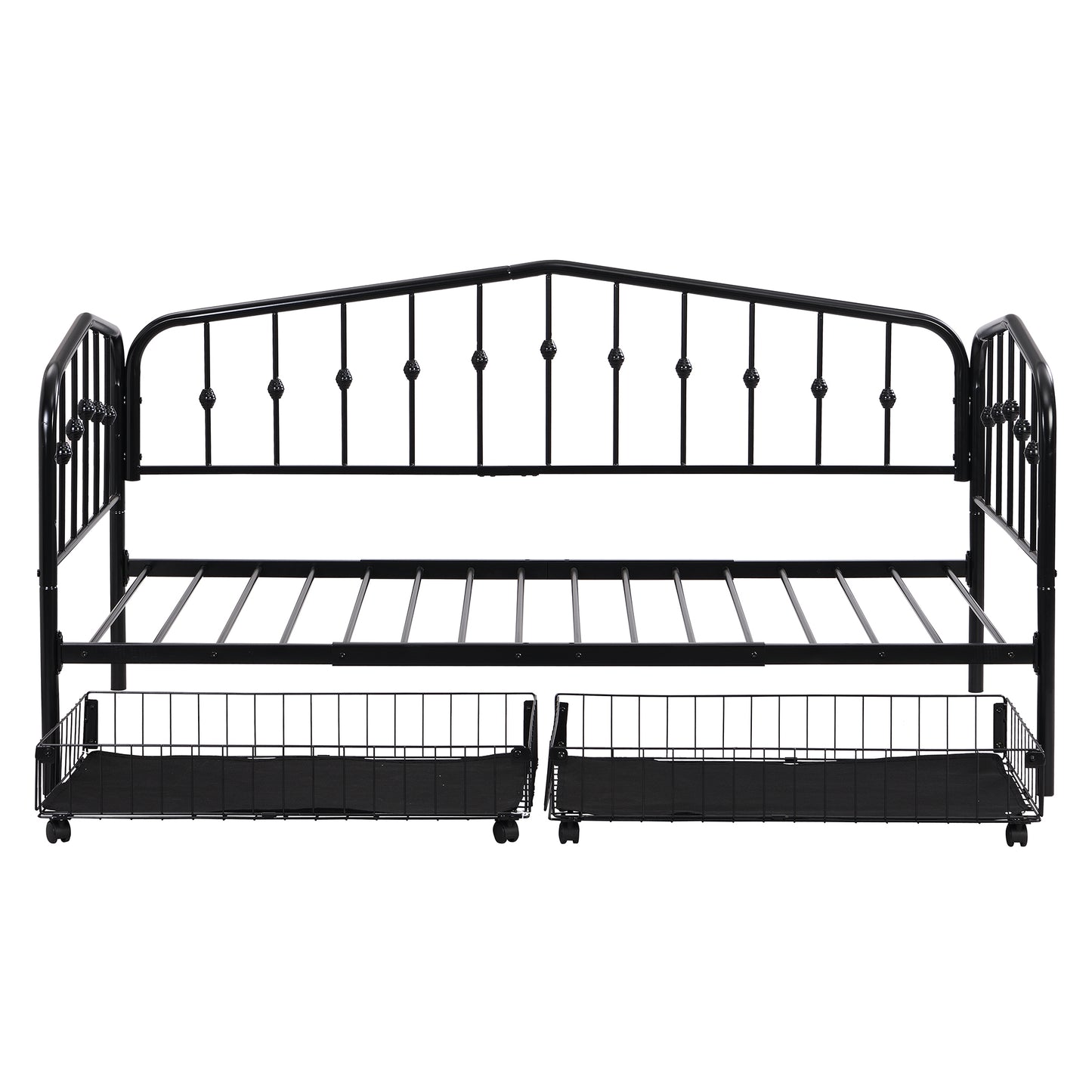 Twin Size Stylish Metal Daybed with 2 Drawers, Black