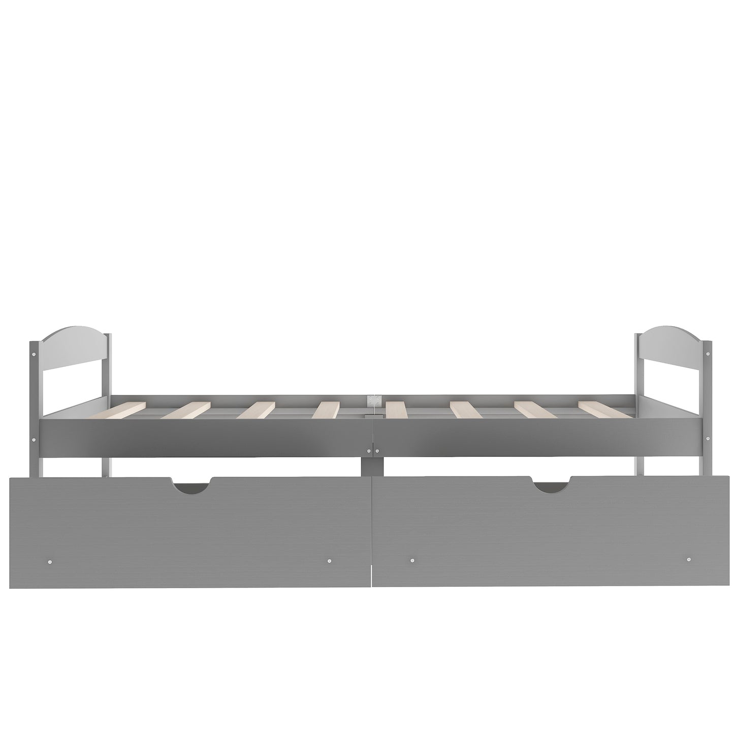 Twin Gray Wood Platform Bed with Two Storage Drawers