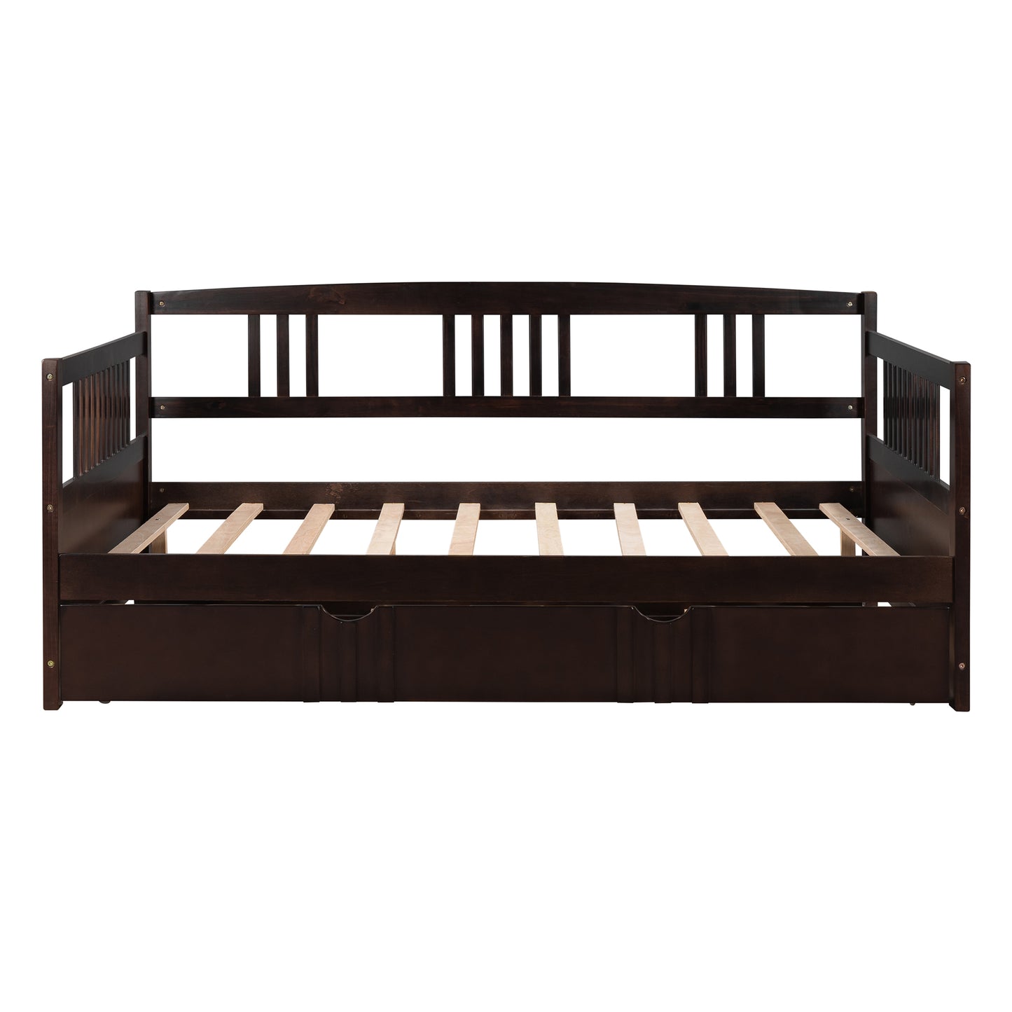 Full Size Espresso Wood Daybed with Twin Size Trundle