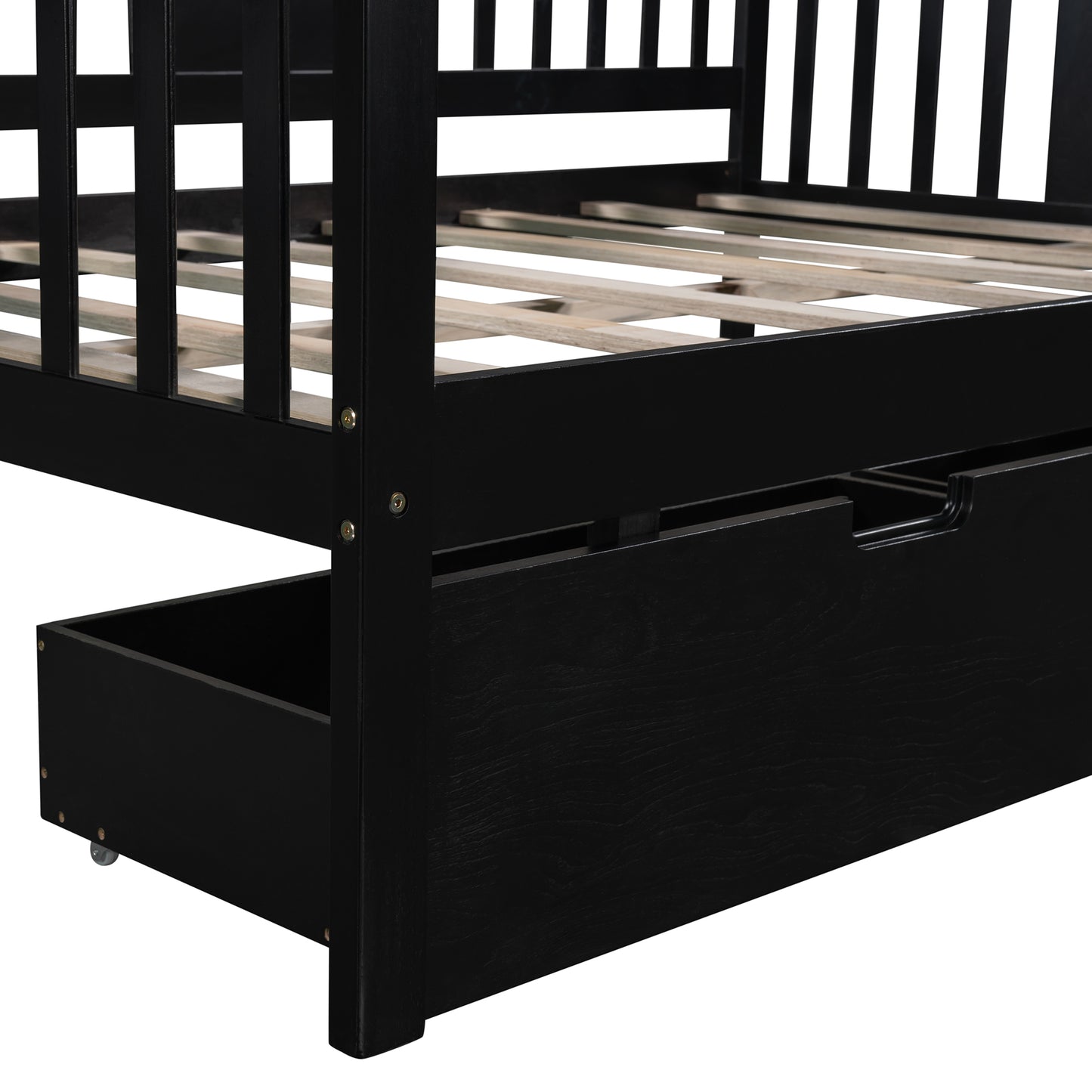 Full-size Espresso Daybed with Two Storage Drawers and Collapsible Side-Tables