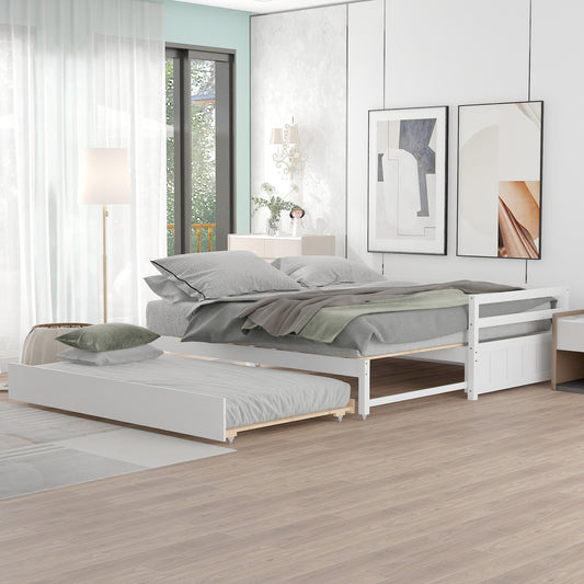 Twin or Double Twin Daybed with Trundle,White
