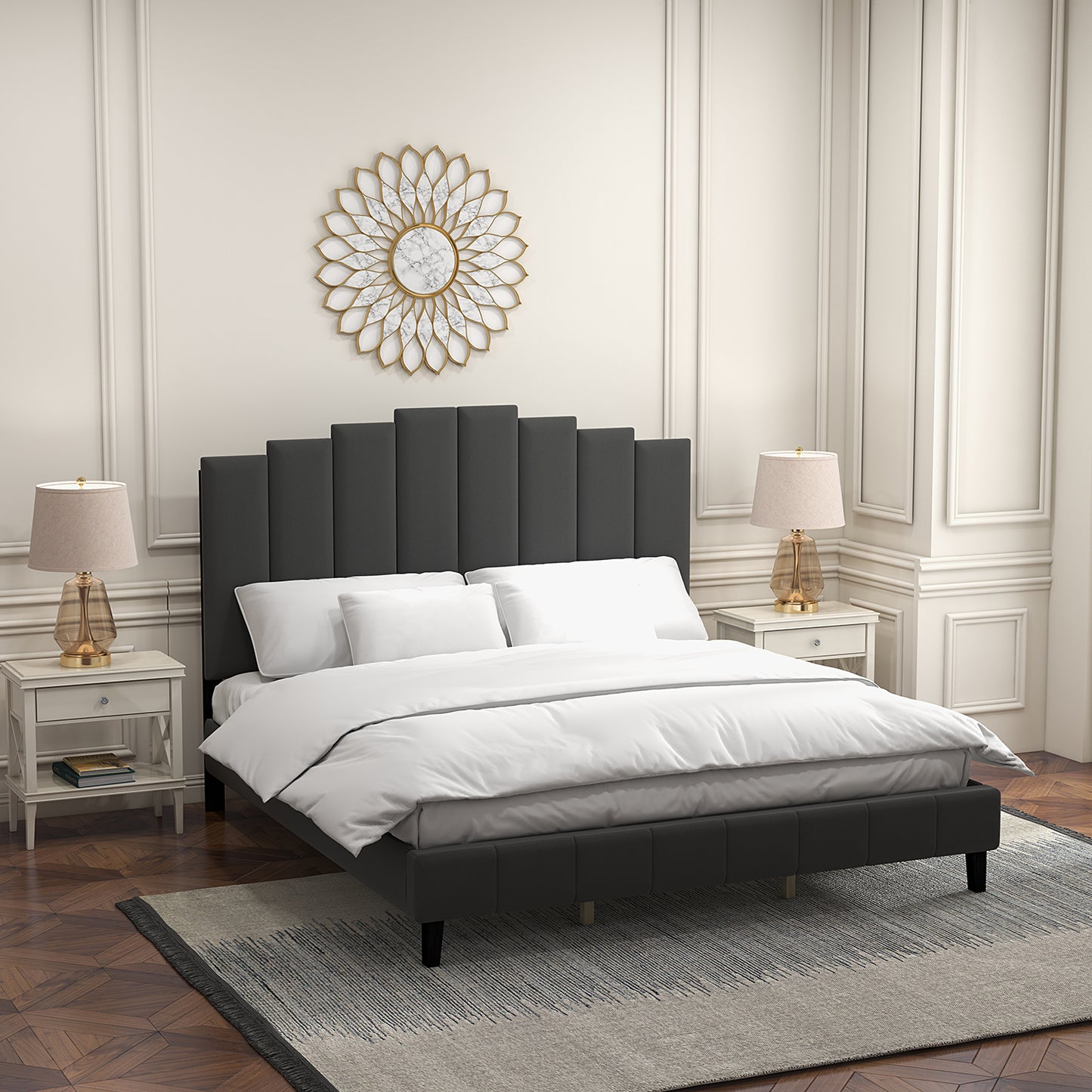 Pharsalia Tufted Upholstered Platform Bed with Headboard and Footboard