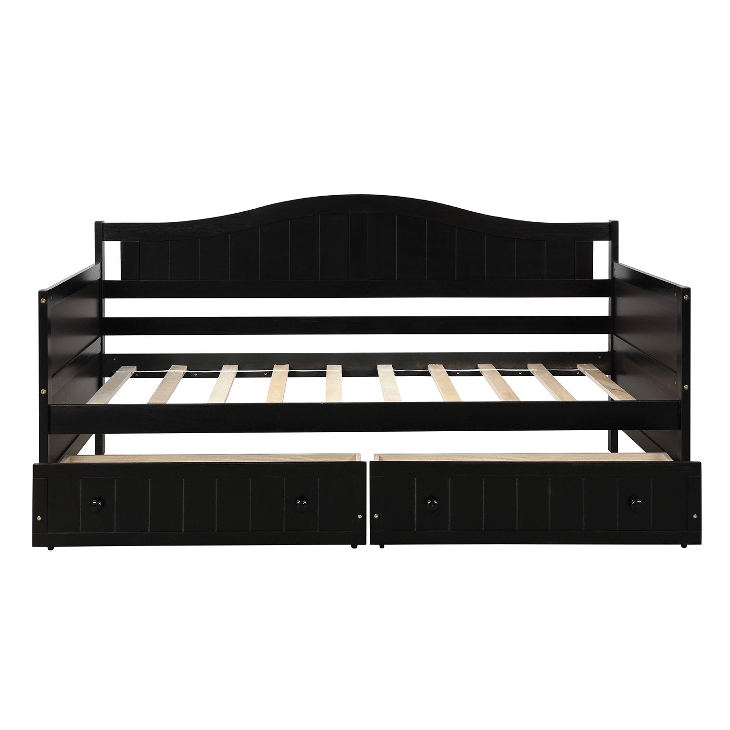 Elegant Twin Espresso Pinewood Daybed with Two Drawers-Daybed-HomeDaybed
