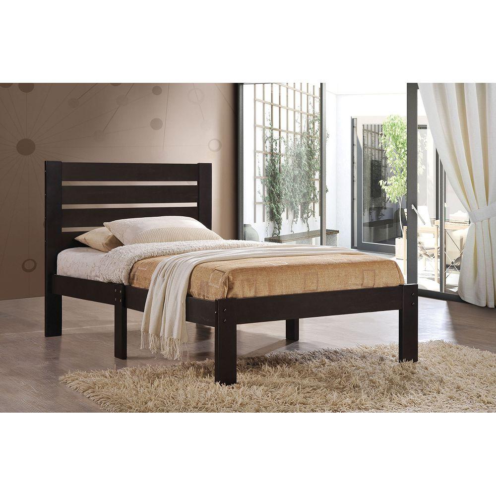 Full Espresso Wood ACME Kenney Platform Bed with High-Profile Headboard-Platform Bed-HomeDaybed
