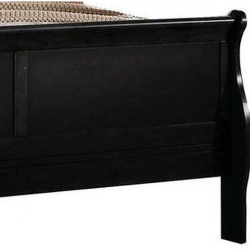 Full Size Black Wood ACME Louis Philippe Platform Bed-Sleigh Bed-HomeDaybed